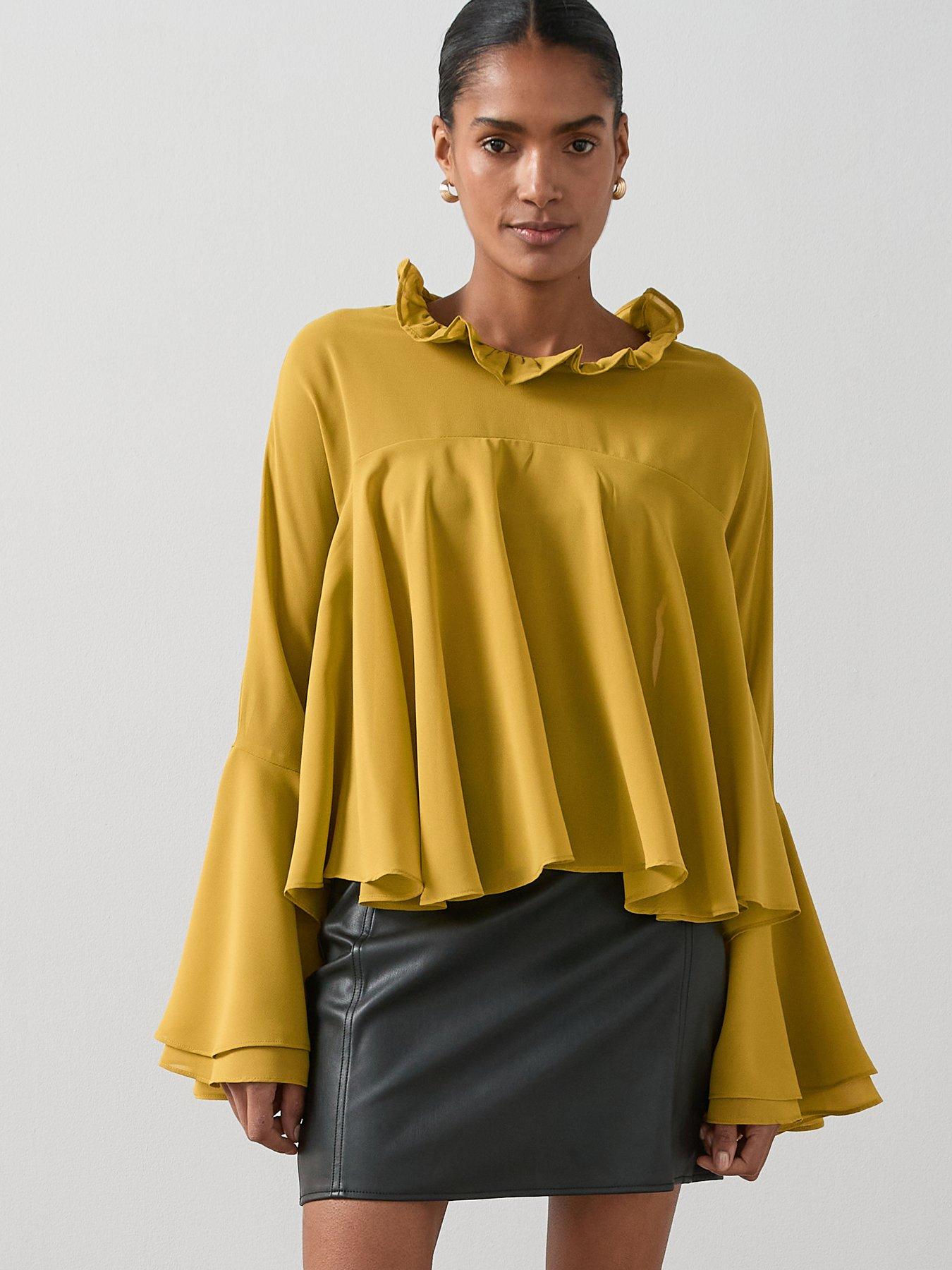 Image 1 of 7 of The Very Collection Cape Blouse&nbsp;- Yellow