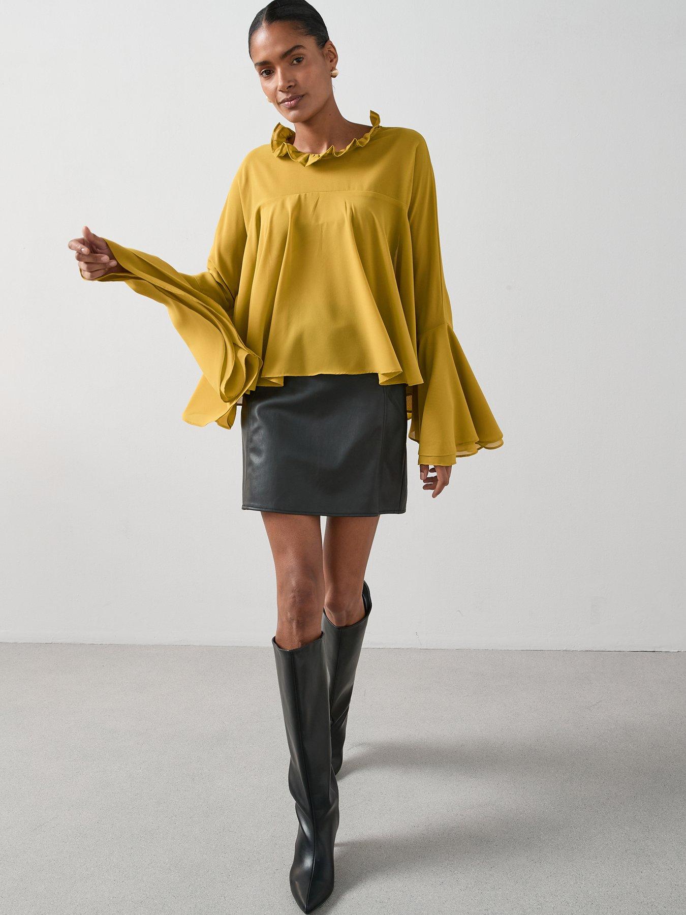 Image 3 of 7 of The Very Collection Cape Blouse&nbsp;- Yellow