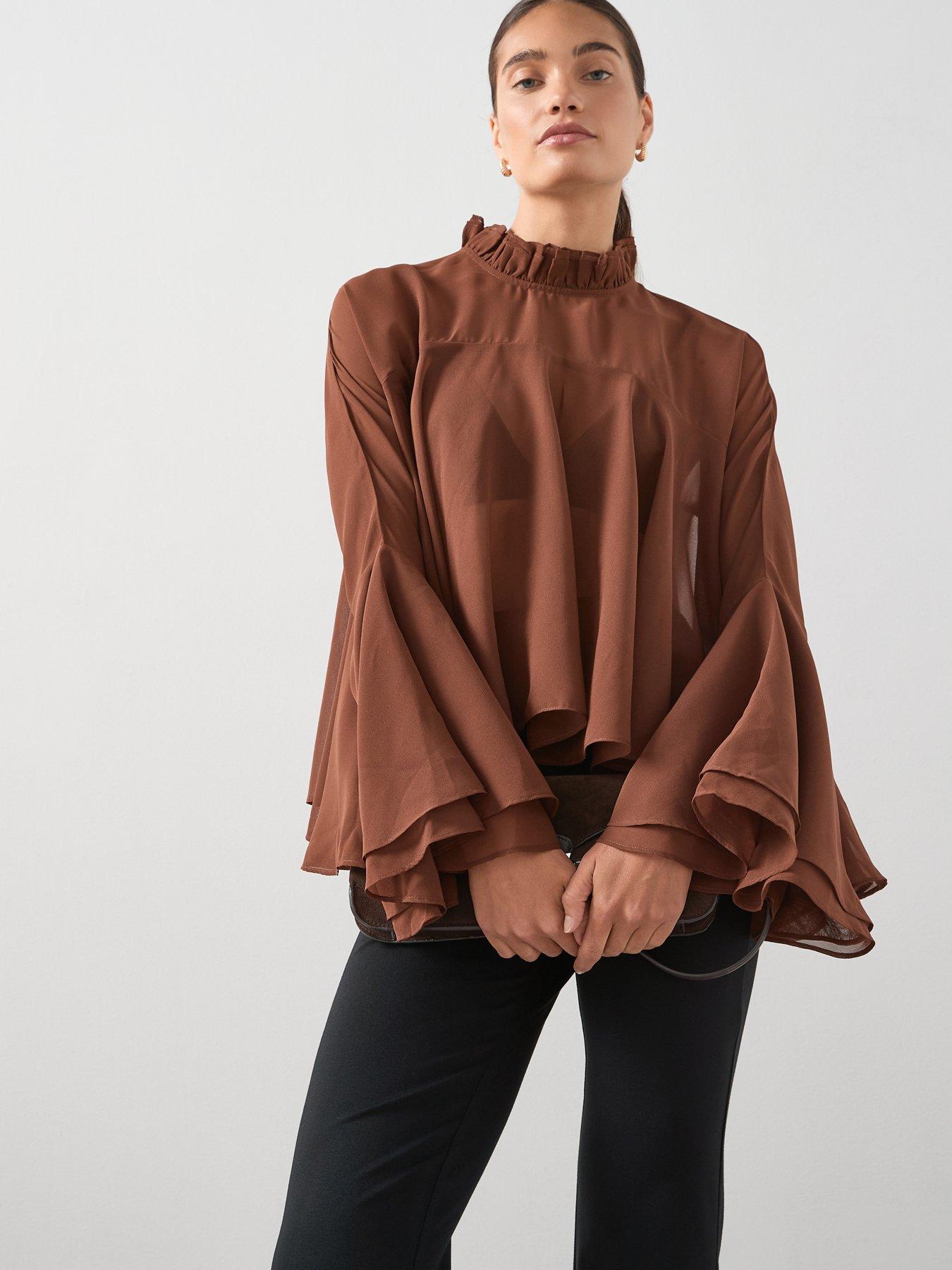 The Very Collection Cape Blouse  - Brown