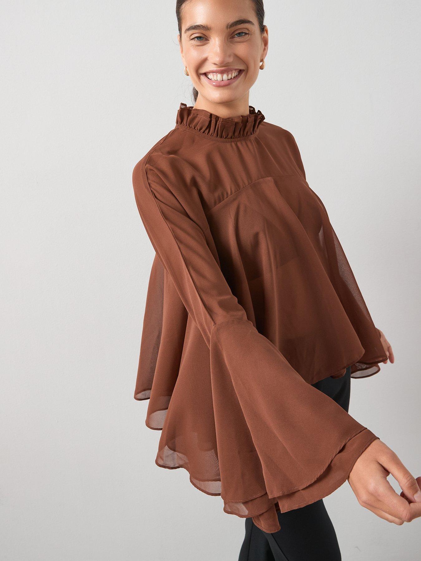 the-very-collection-cape-blousenbsp-brownoutfit