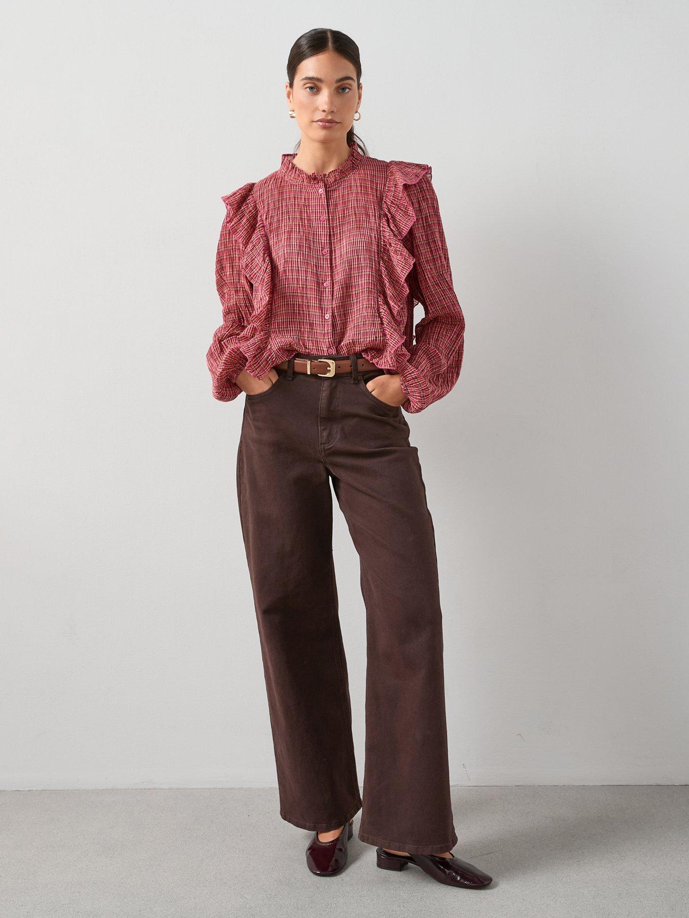the-very-collection-ruffle-detail-checked-shirt-redback