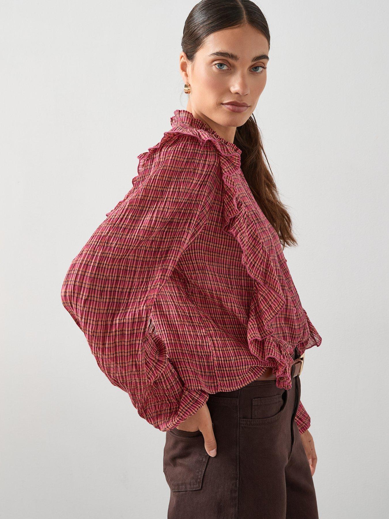 the-very-collection-ruffle-detail-checked-shirt-reddetail
