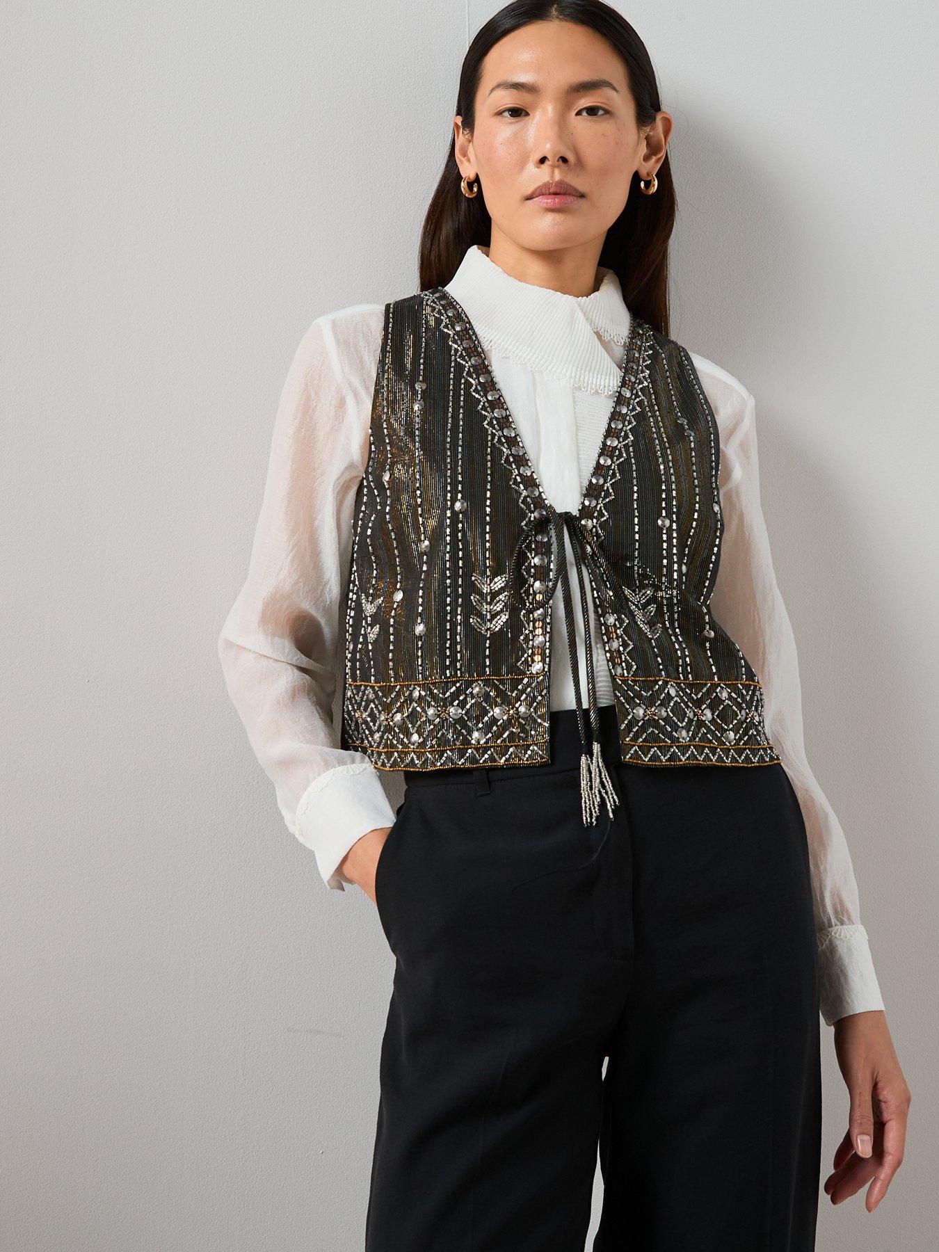 the-very-collection-embellished-tie-front-waist-coat-blackdetail