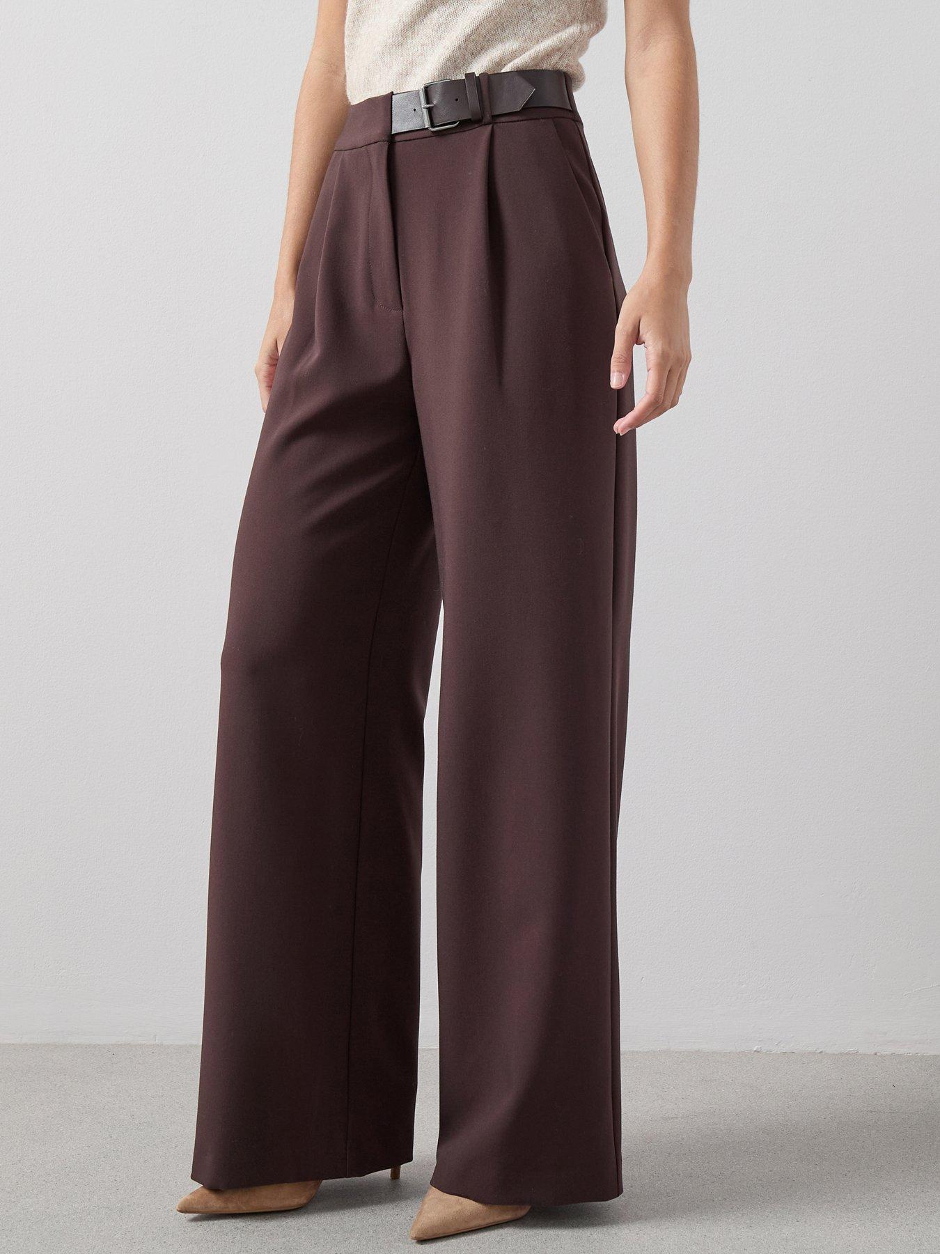 The Very Collection Belted Wide Leg Trousers - Brown