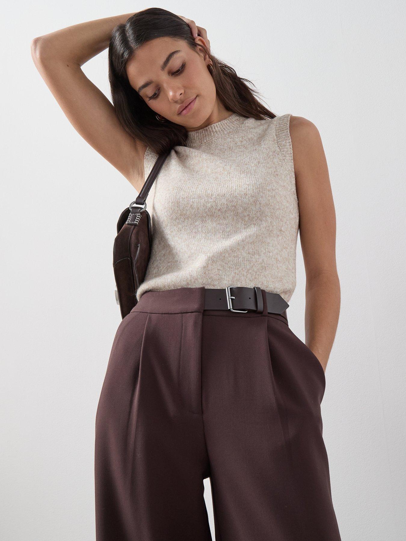 the-very-collection-belted-wide-leg-trousers-brownoutfit