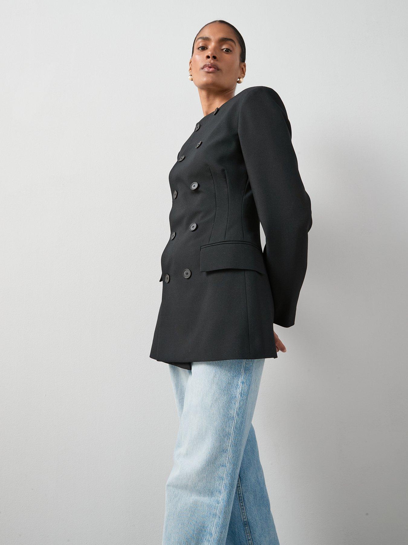 The Very Collection Structured Round Neck Double Breasted Blazer ...
