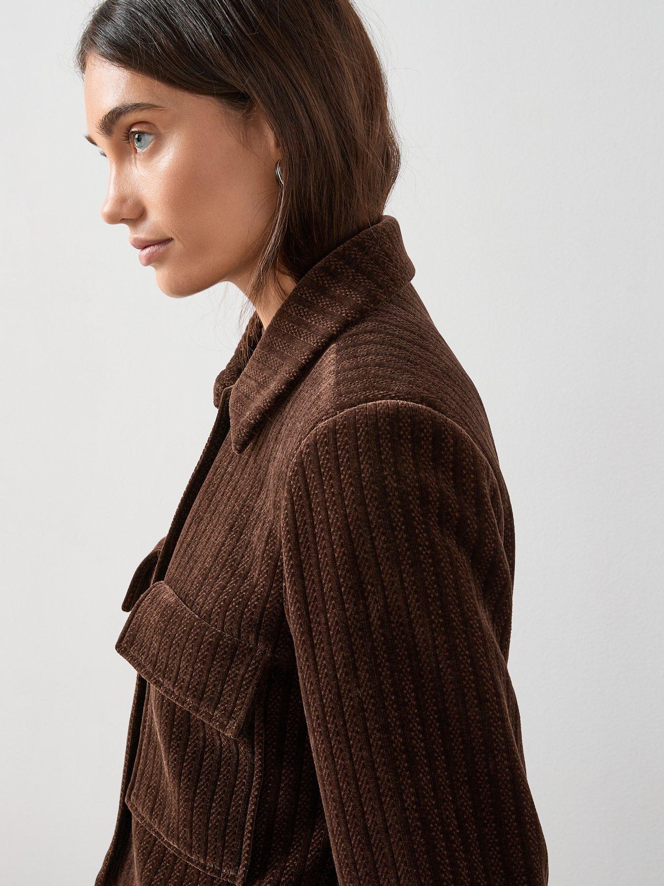 the-very-collection-cord-structured-cropped-blazer-brownoutfit