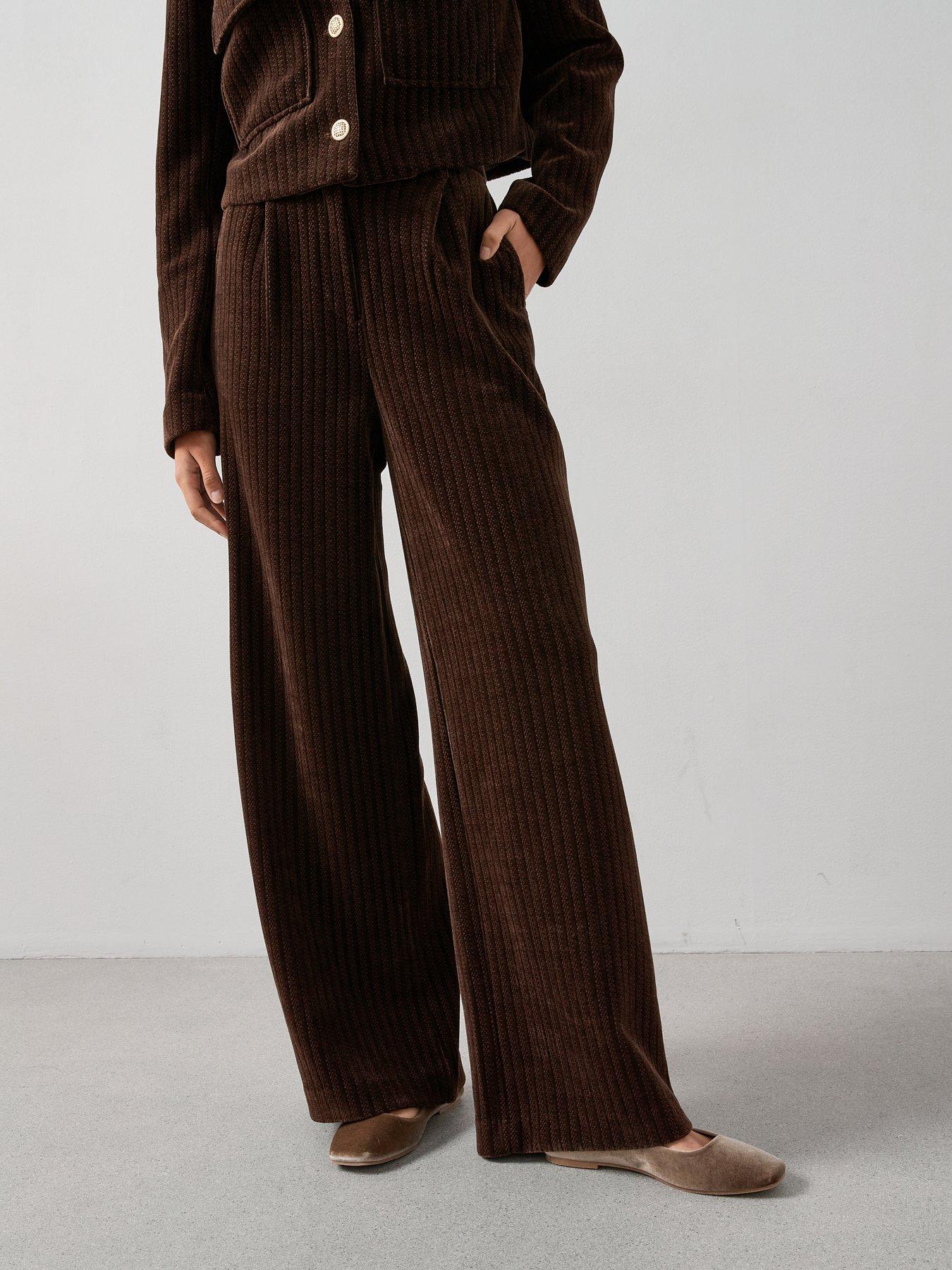 The Very Collection Cord Structured Wide Leg Trousers - Brown