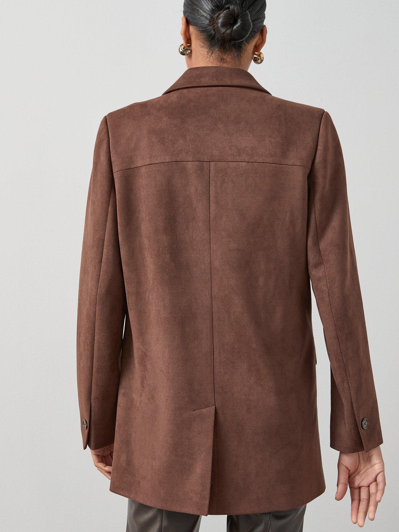 Image 2 of 7 of The Very Collection Relax Oversized Faux Suede Blazer - Brown