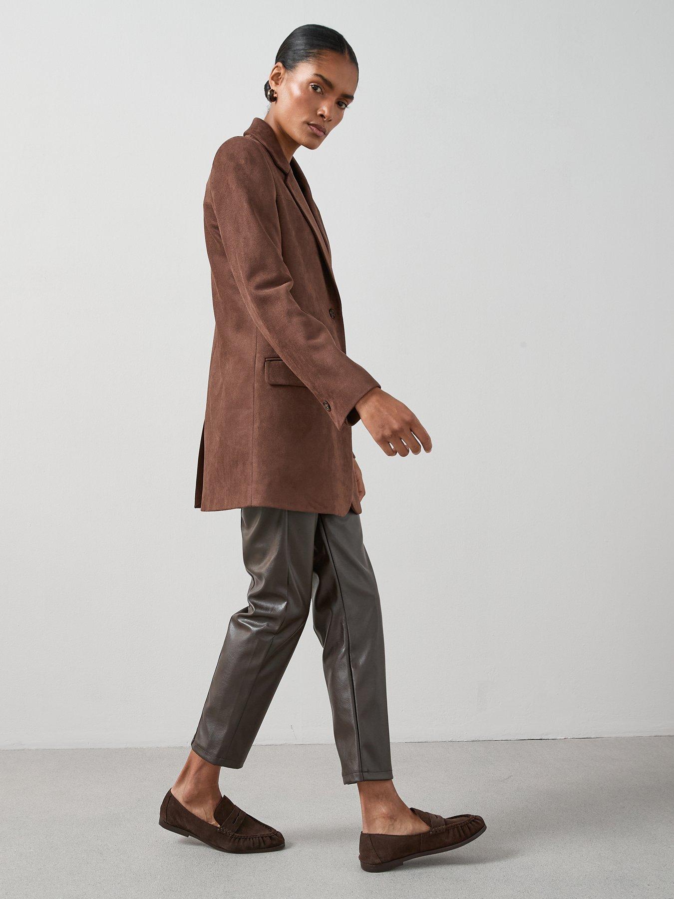 Image 5 of 7 of The Very Collection Relax Oversized Faux Suede Blazer - Brown