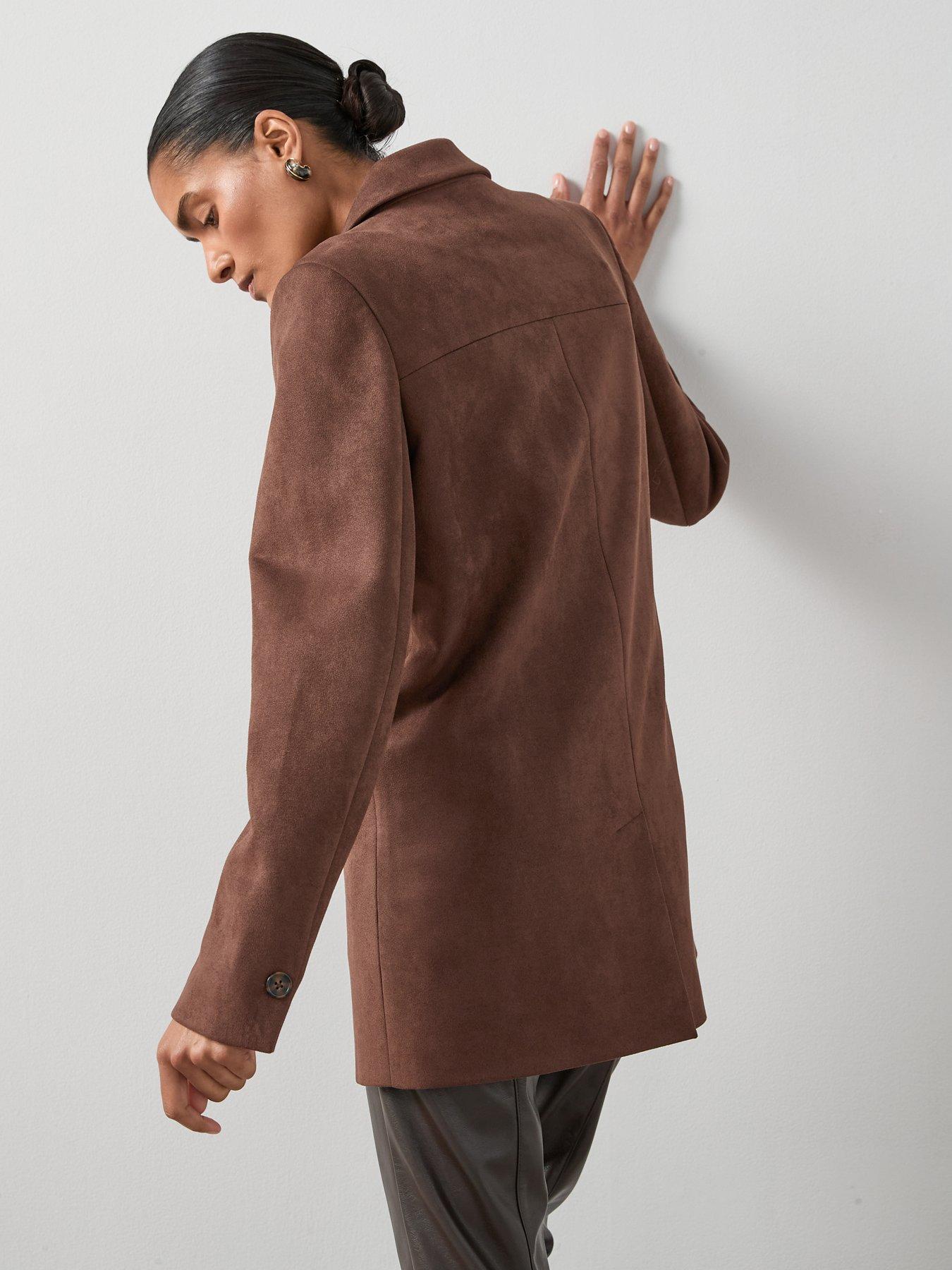 Image 6 of 7 of The Very Collection Relax Oversized Faux Suede Blazer - Brown