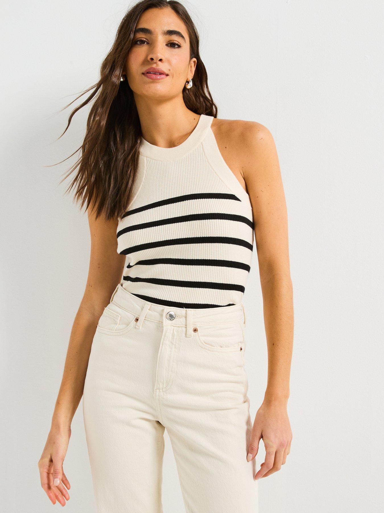 Image 1 of 5 of Vero Moda Knitted Vest Top - Cream