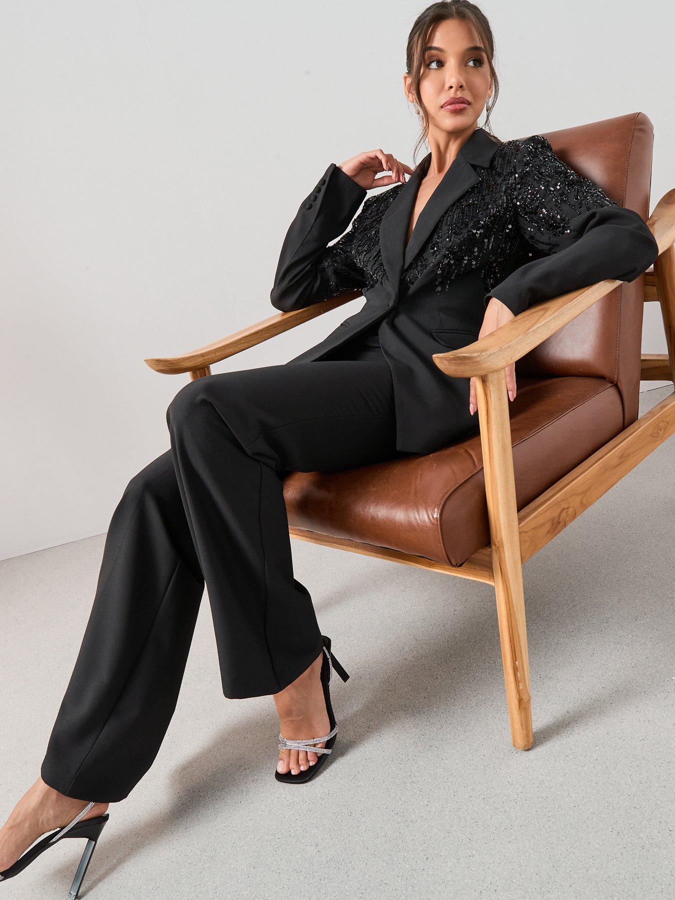 Image 4 of 6 of The Very Collection Sequin Structured Blazer - Black