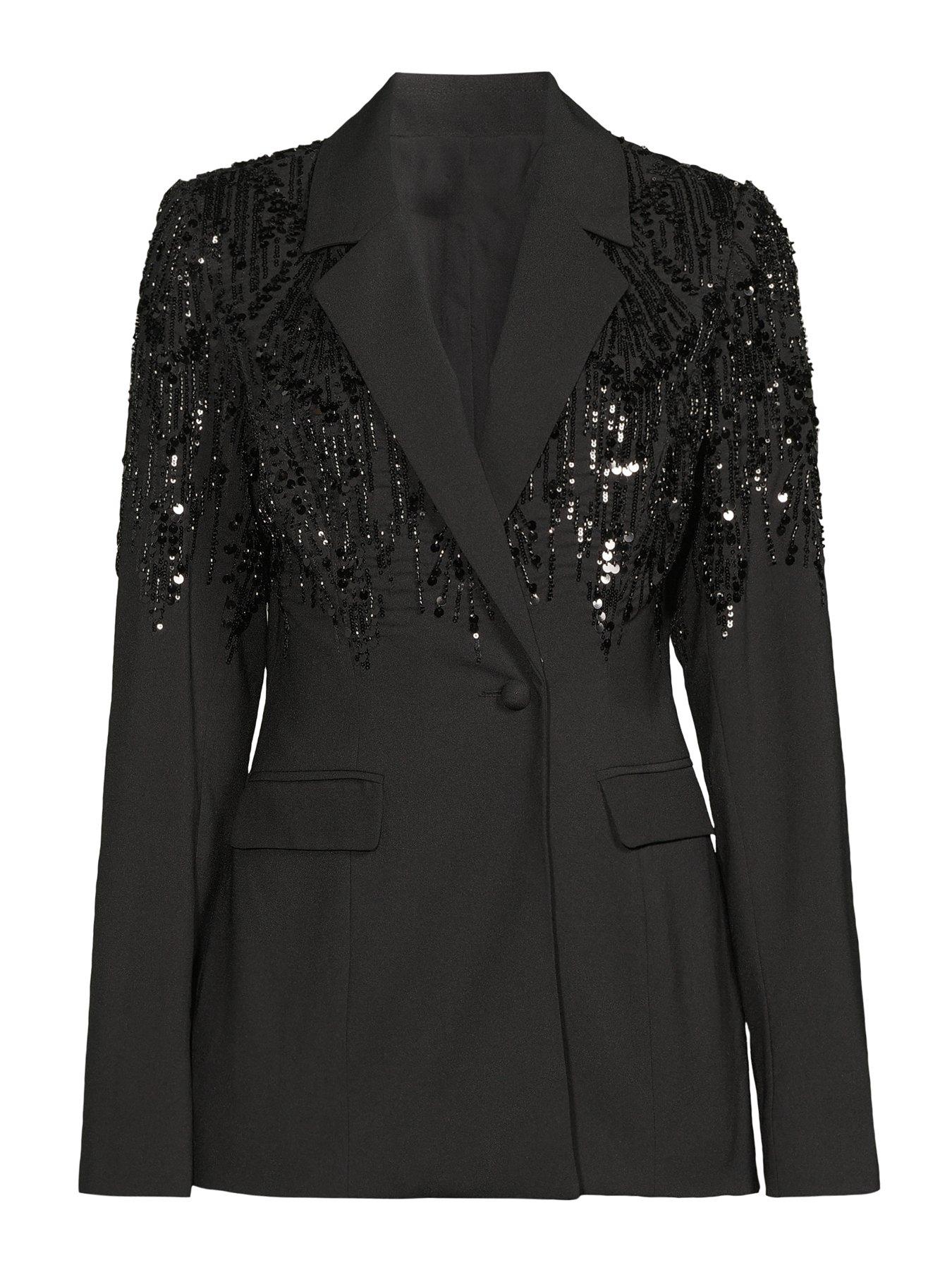 Image 6 of 6 of The Very Collection Sequin Structured Blazer - Black