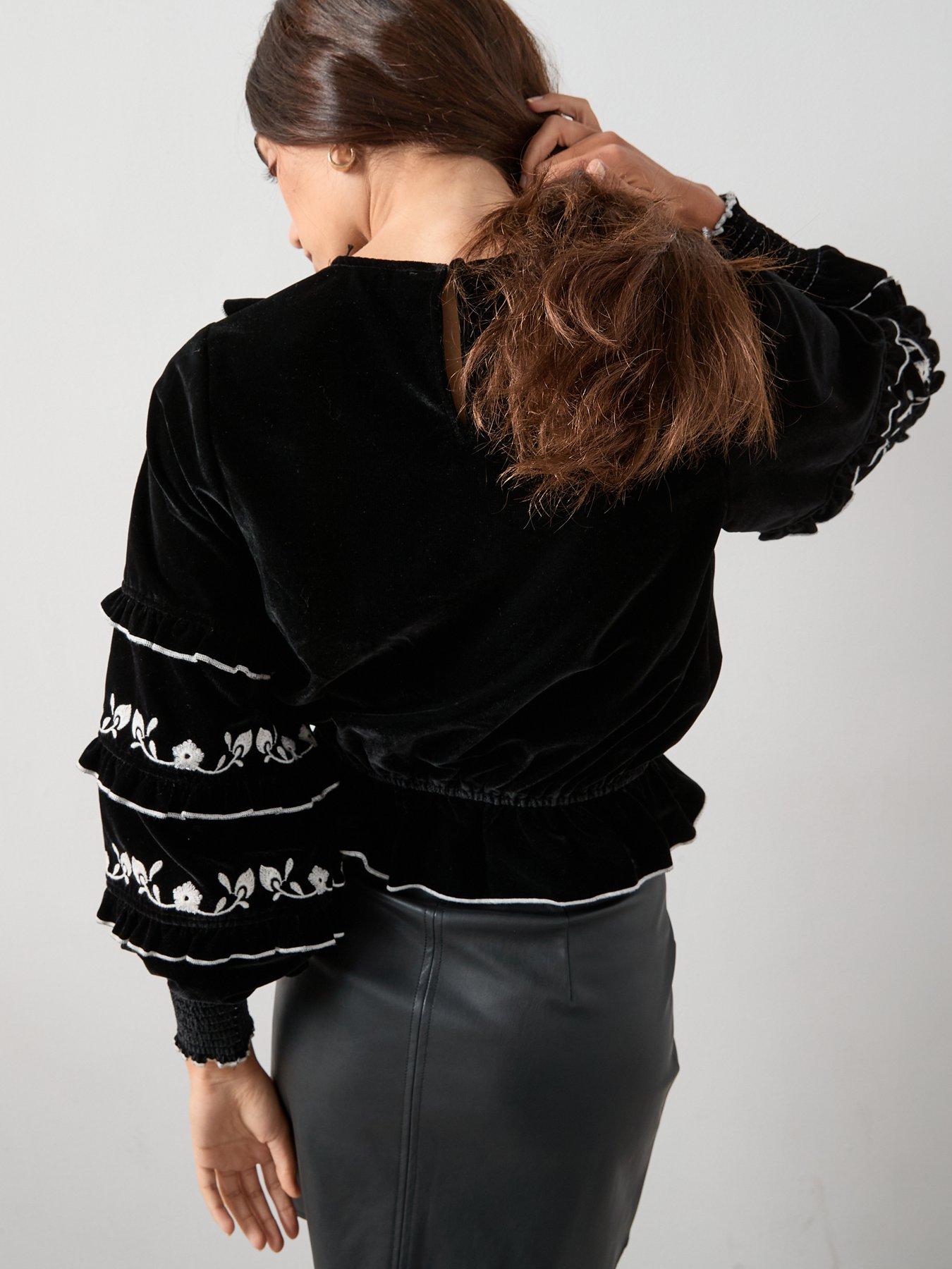 the-very-collection-velvet-embroidered-blouse-blackstillFront