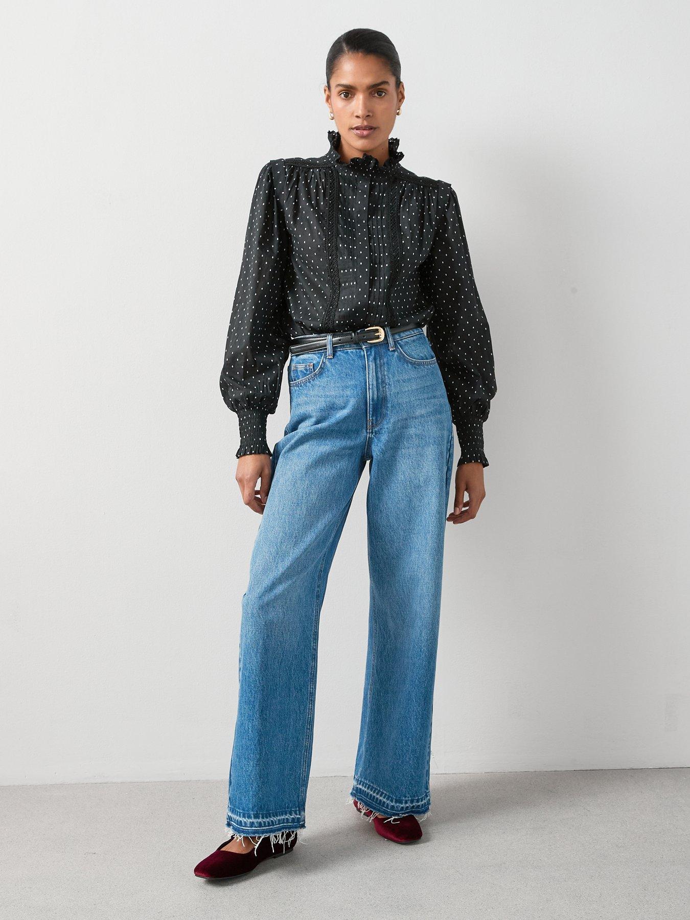 the-very-collection-polka-dot-frill-high-neck-detail-blouse-blackback