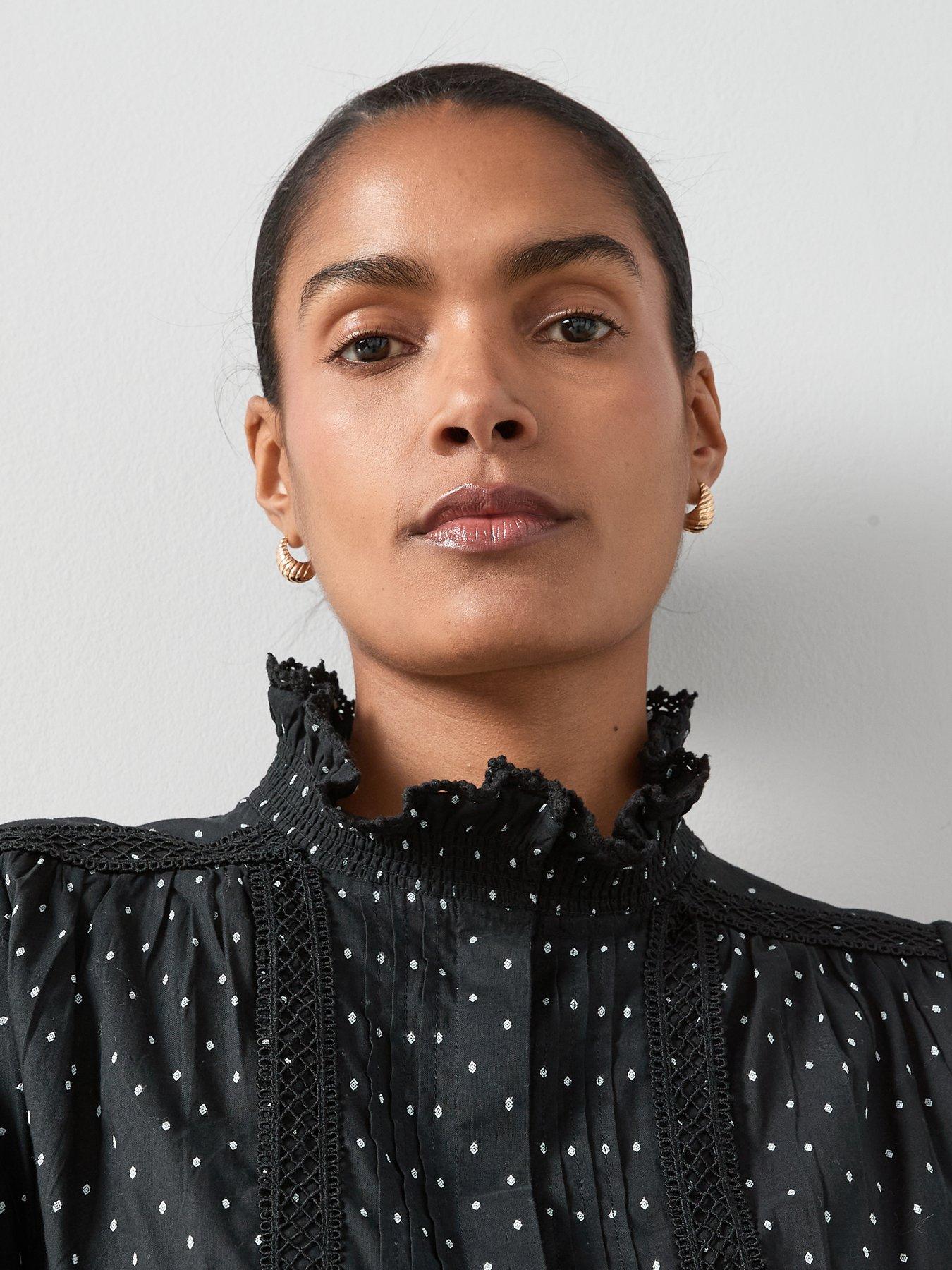 the-very-collection-polka-dot-frill-high-neck-detail-blouse-blackdetail