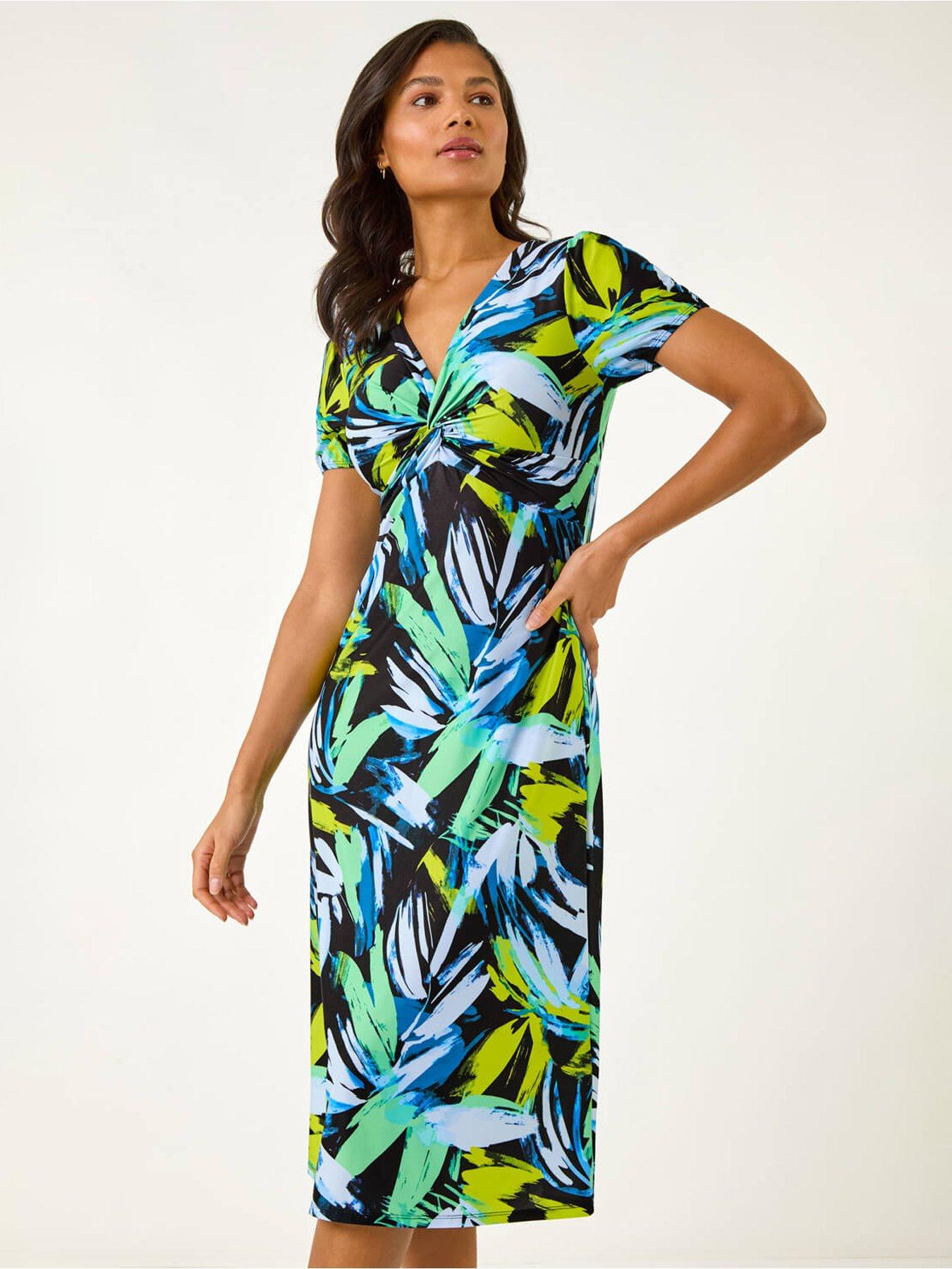 roman-leaf-print-twist-front-midi-dressback