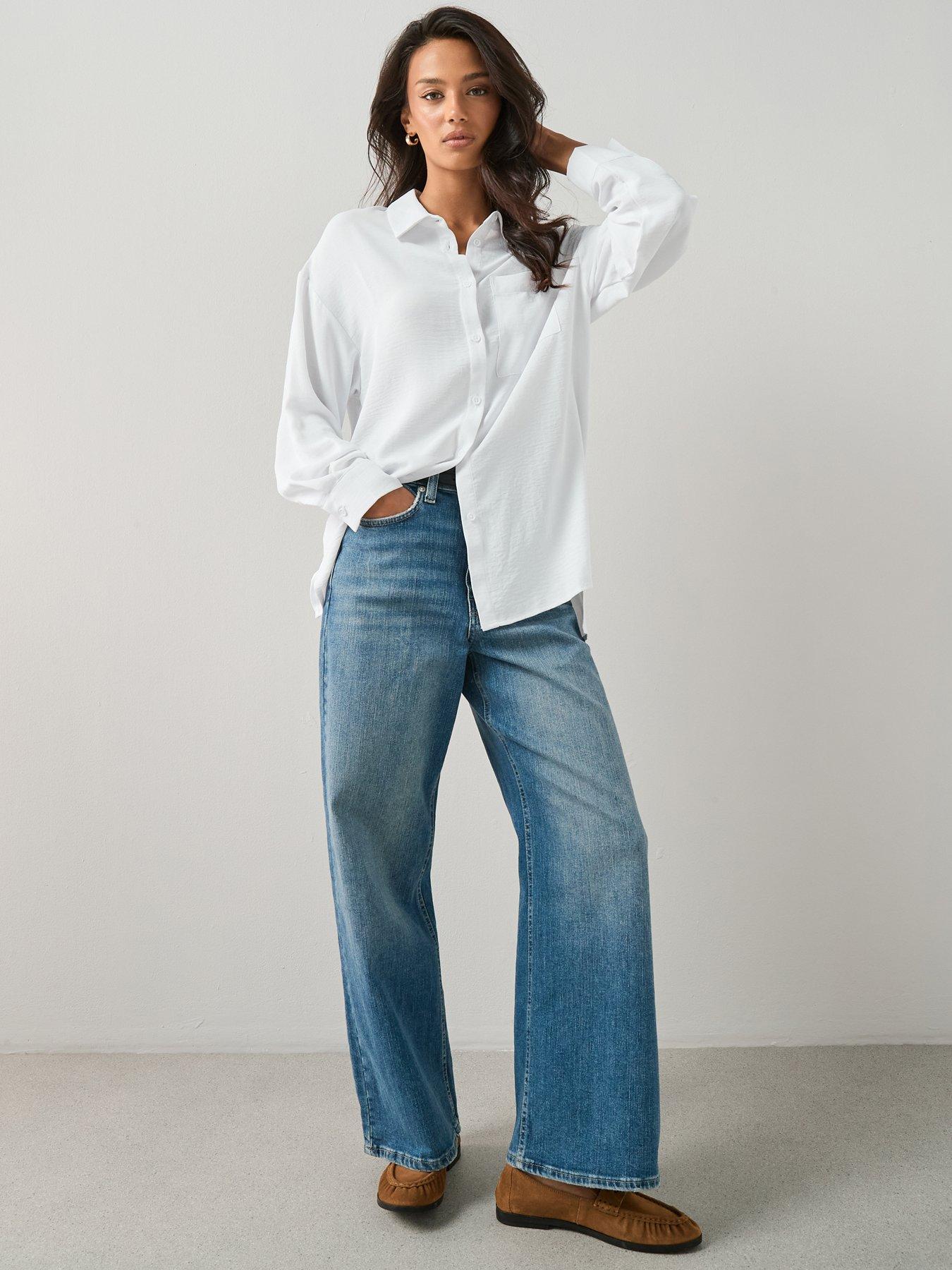 The Very Collection High Waist Wide Leg Jeans - Mid Wash