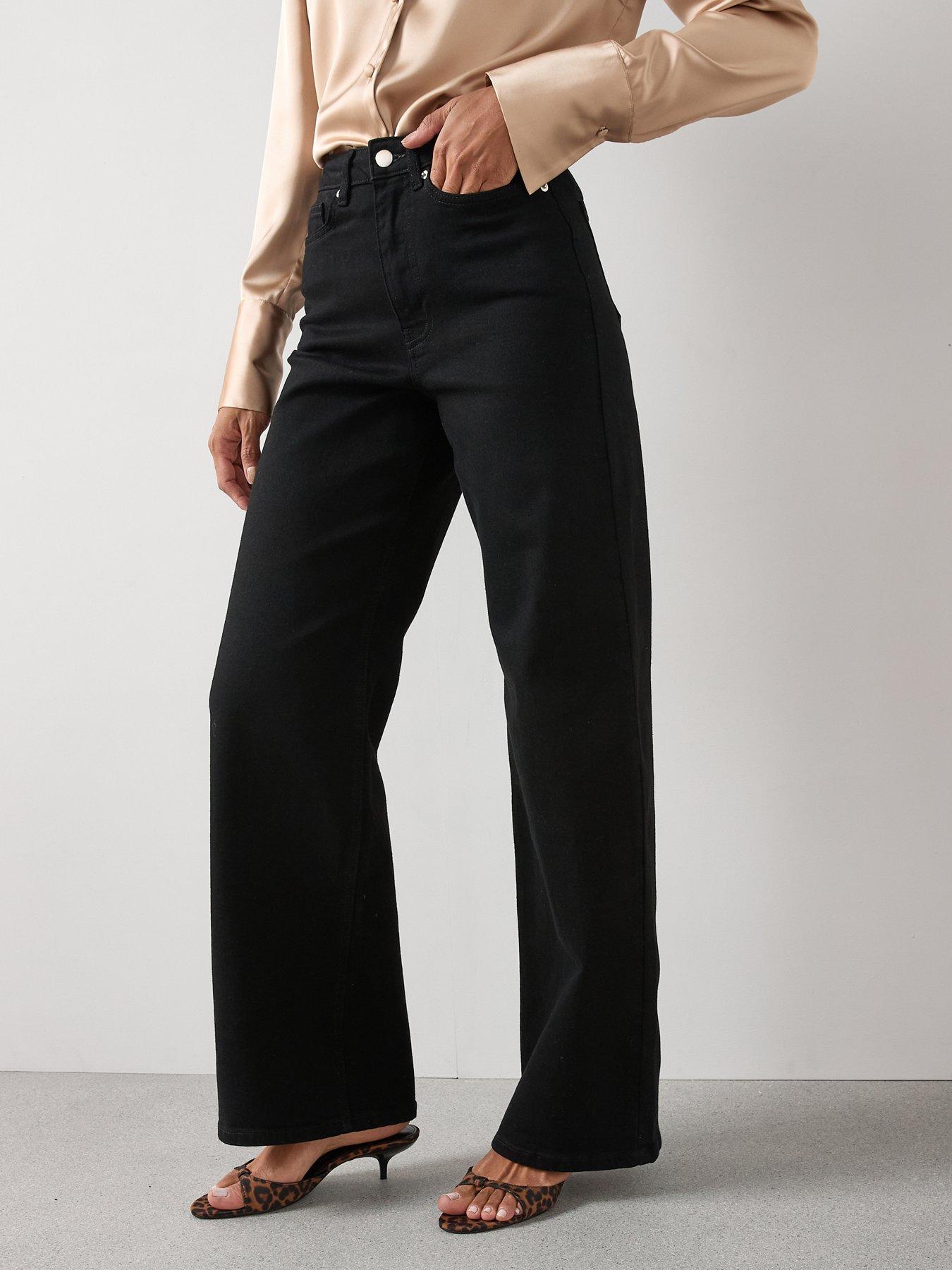 The Very Collection Short High Waist Wide Leg Jeans - Black