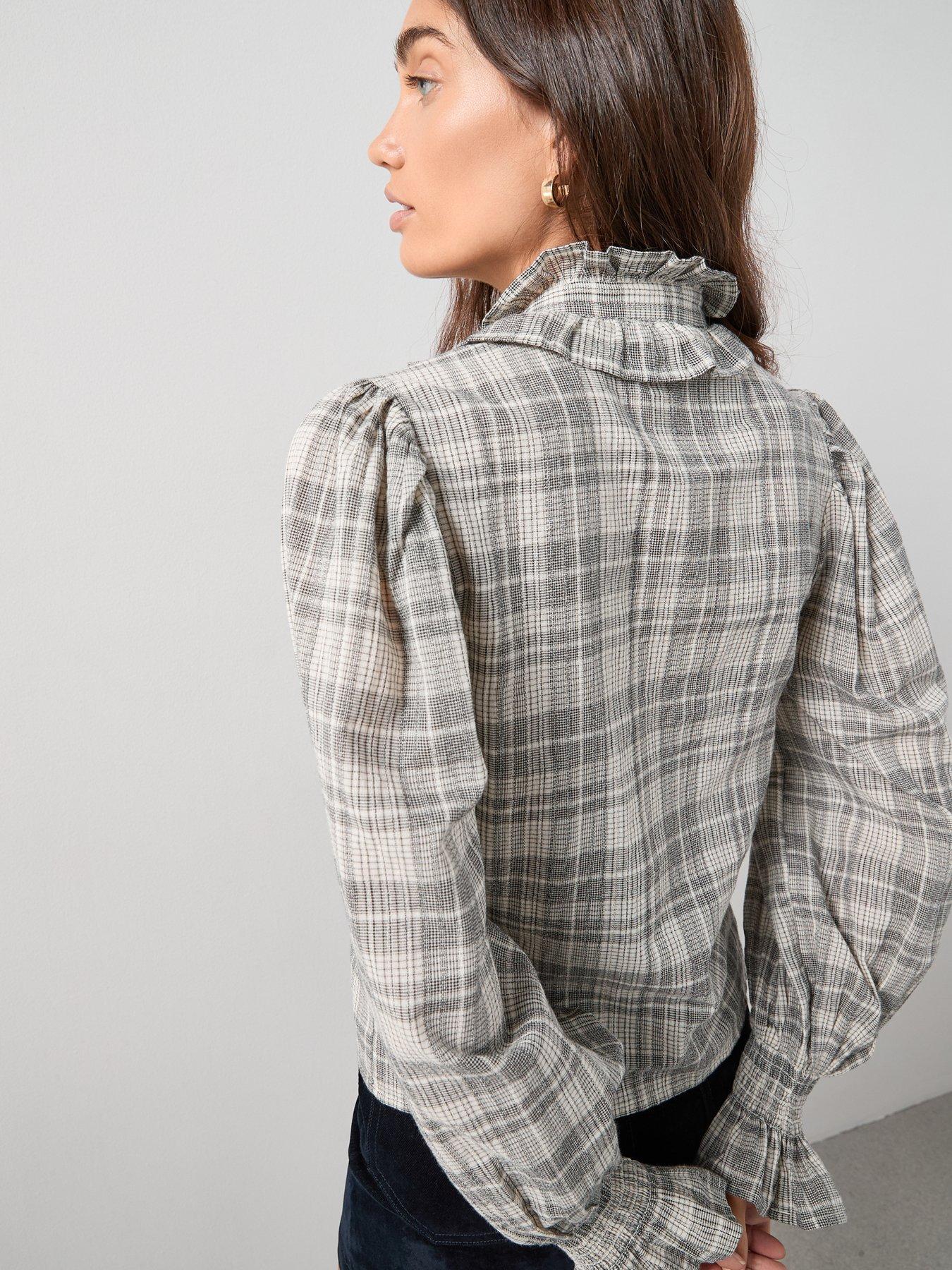 the-very-collection-checked-frill-detail-shirt-printstillFront