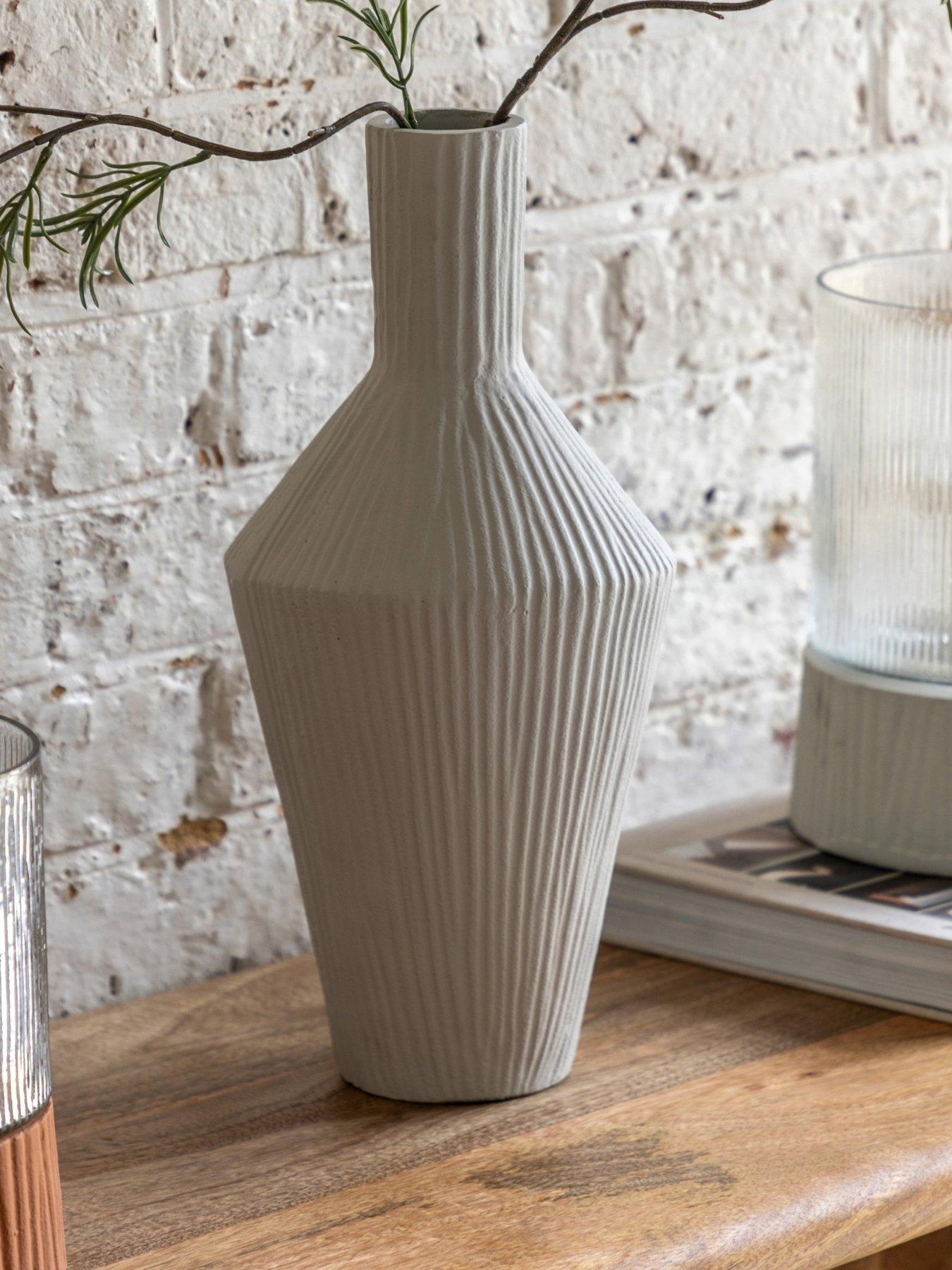 Gallery Direct Zahara Ribbed Cast Metal Vase Parchment