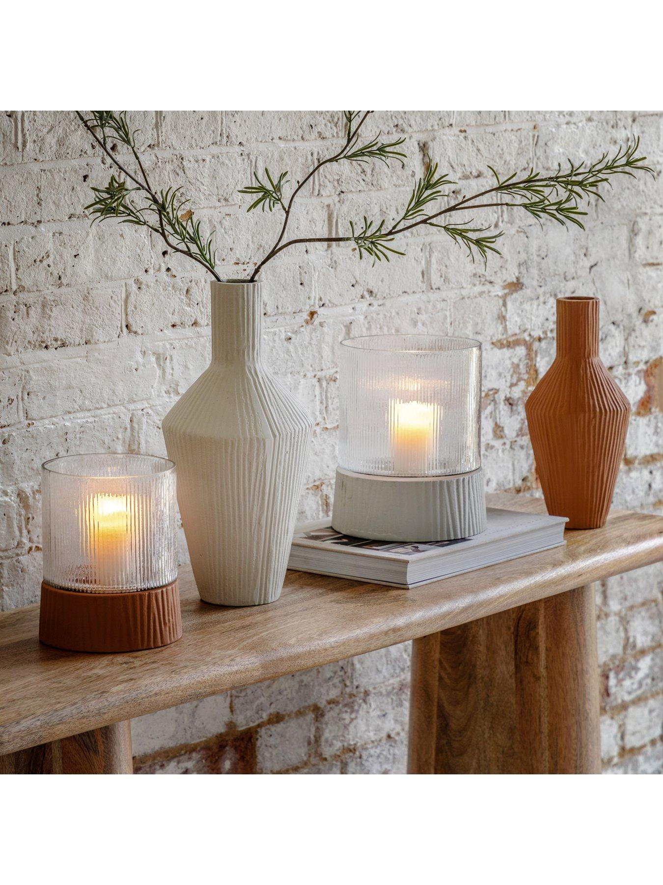 Image 3 of 6 of Gallery Direct Zahara Ribbed Cast Metal Vase Parchment