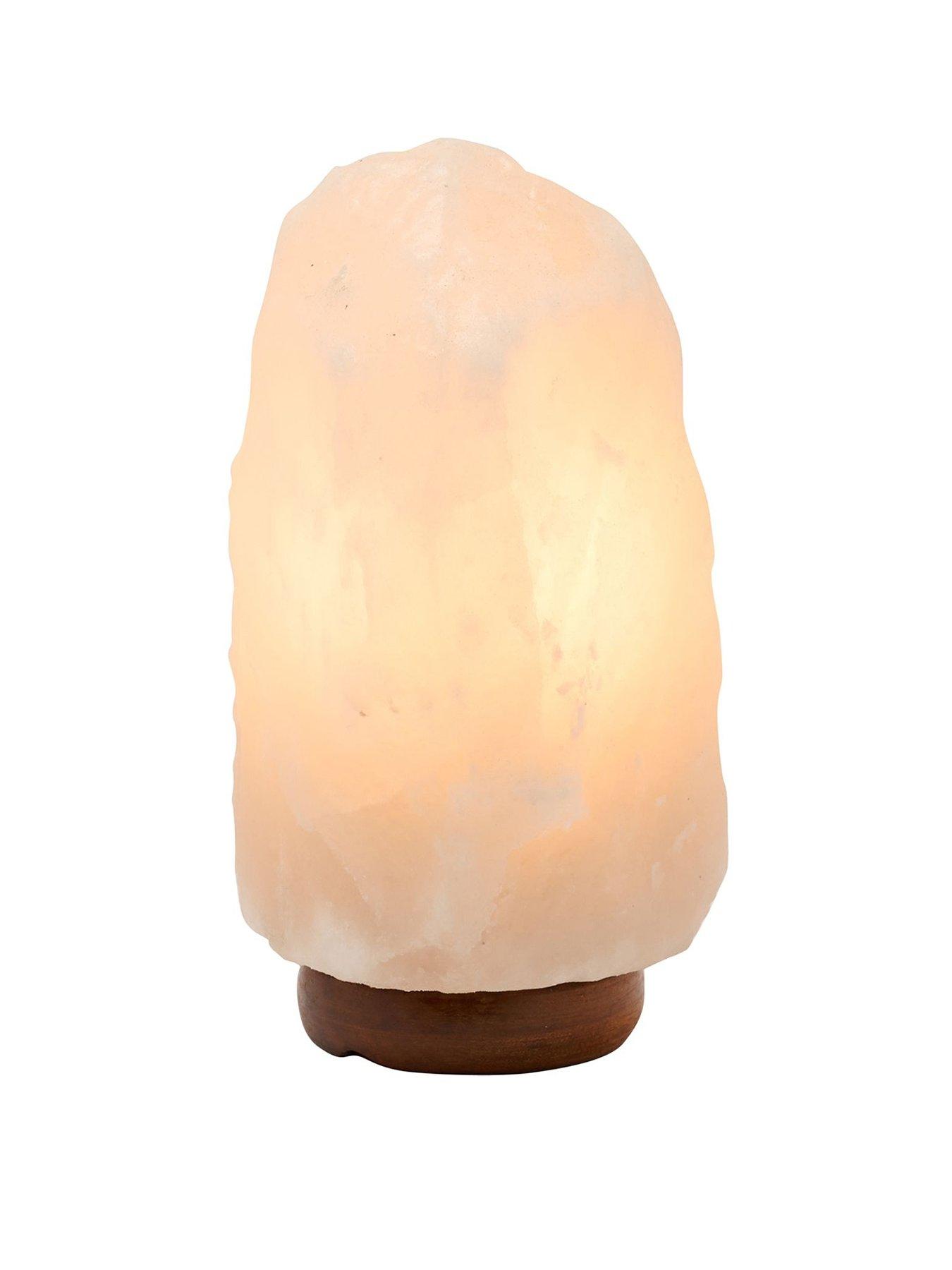 Himalayan Rock Salt Lamp with Wooden Base - White
