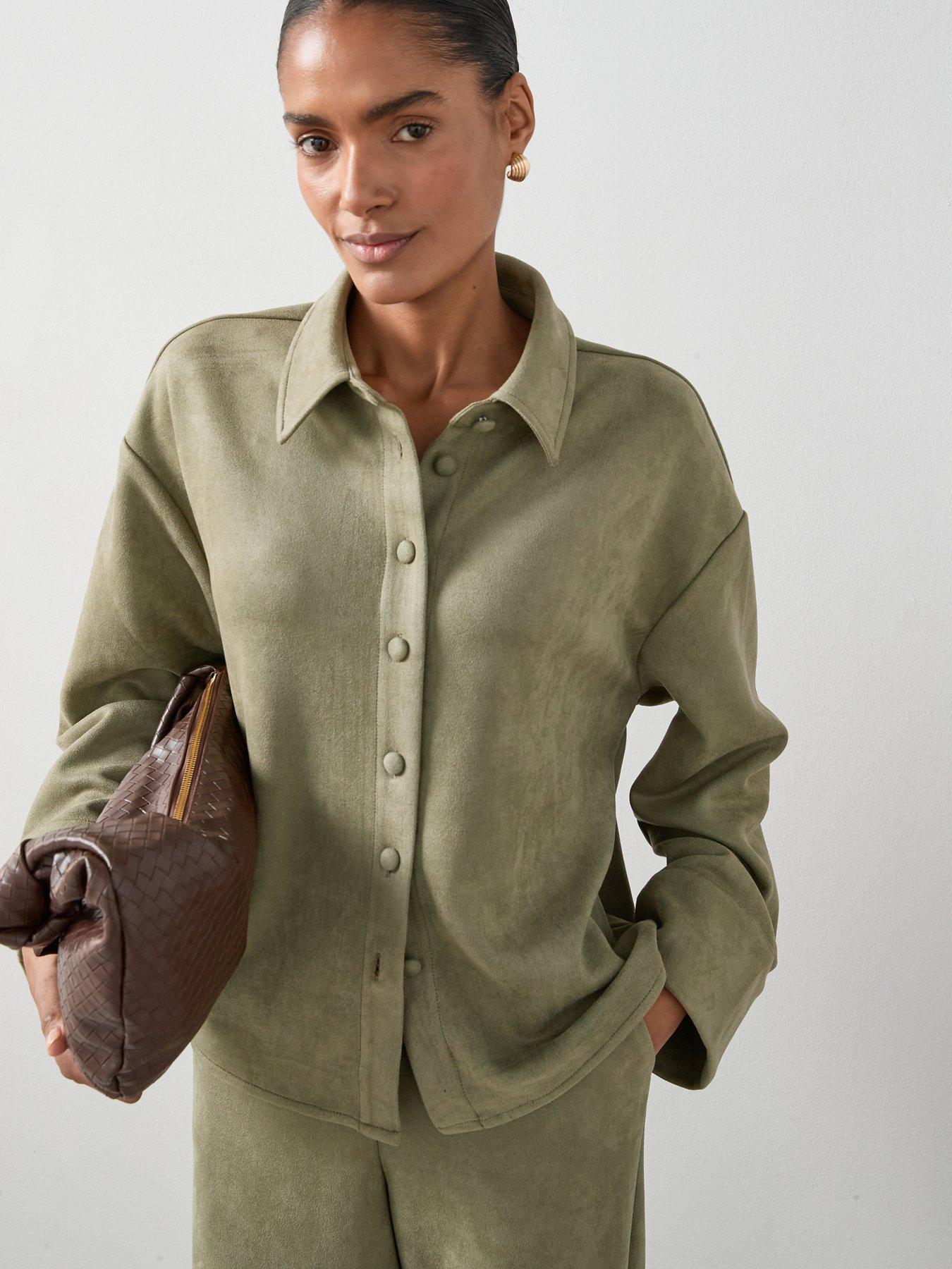 The Very Collection Suedette Shirt Co-ord - Green
