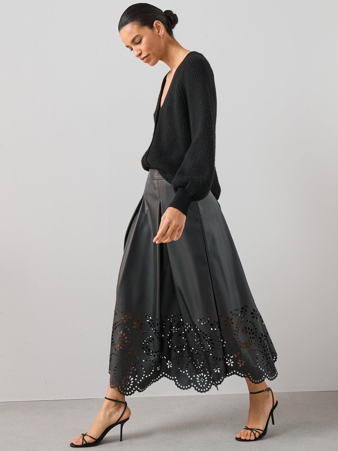 the-very-collection-pu-cutwork-midi-skirt-blackdetail