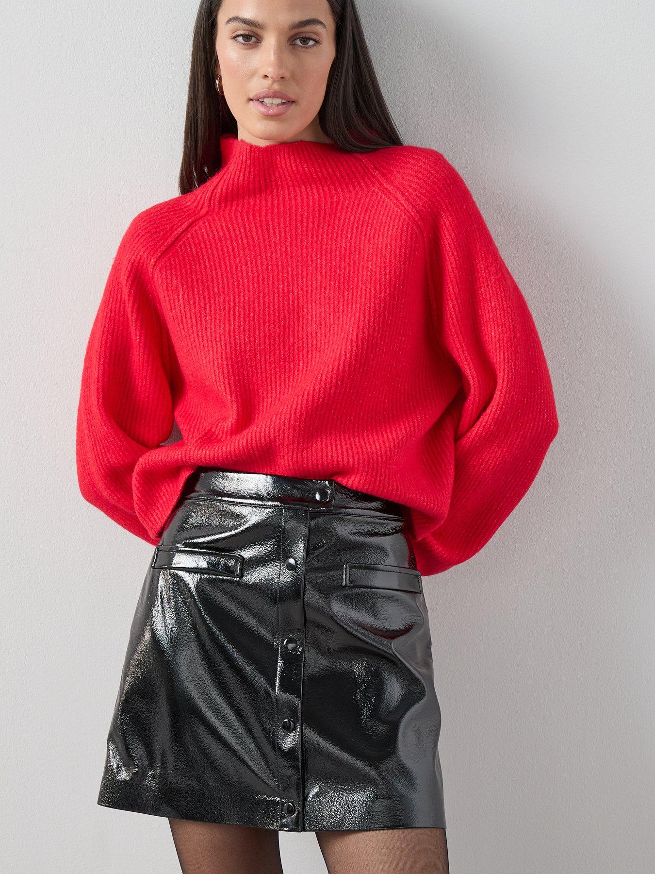 the-very-collection-crackled-pu-mini-skirt-blackoutfit