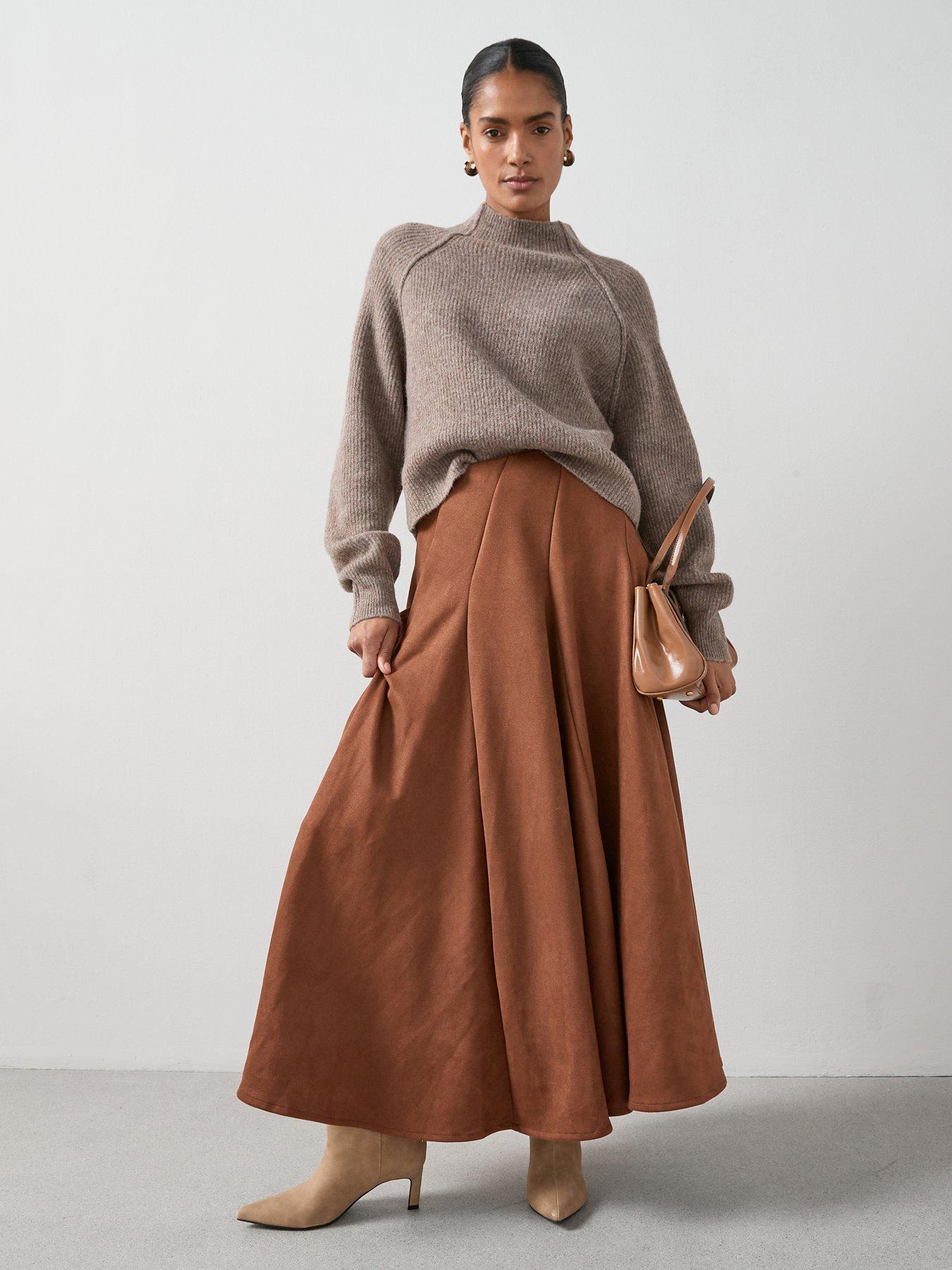 the-very-collection-suedette-full-midaxi-skirtnbsp--brown