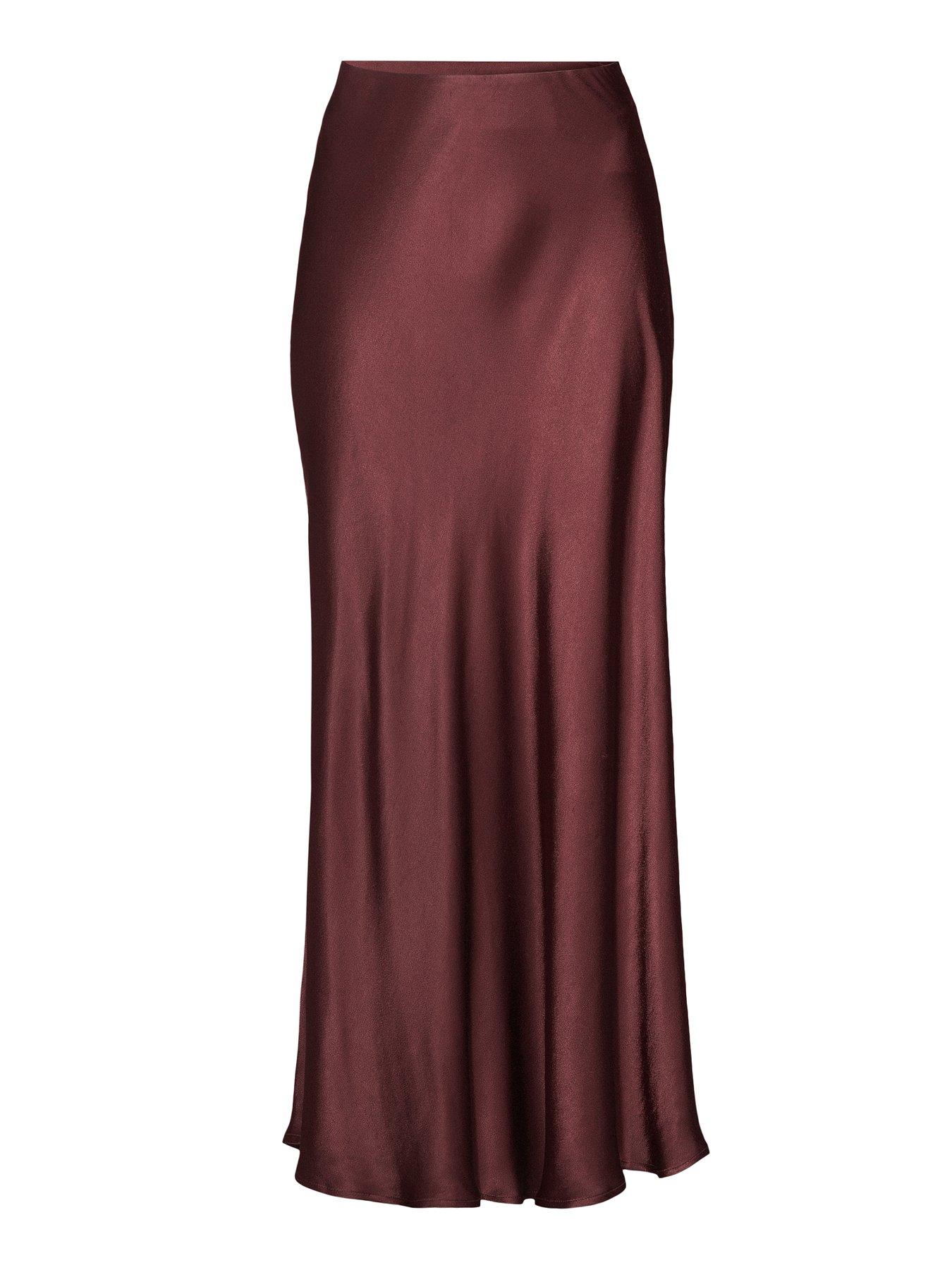Image 7 of 7 of The Very Collection Satin Bias Cut Maxi Skirt - Burgundy