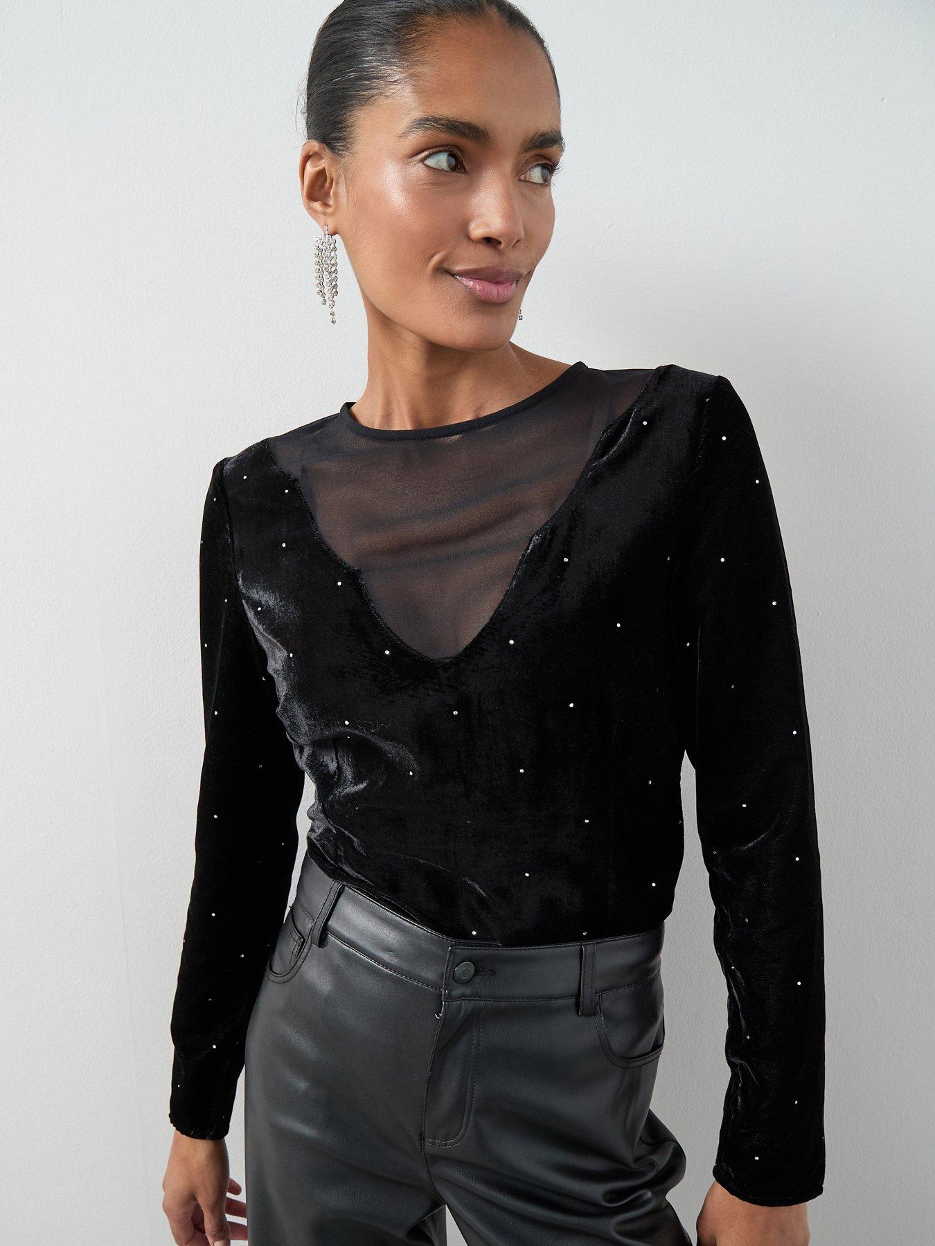 the-very-collection-mesh-panel-velvet-top-black