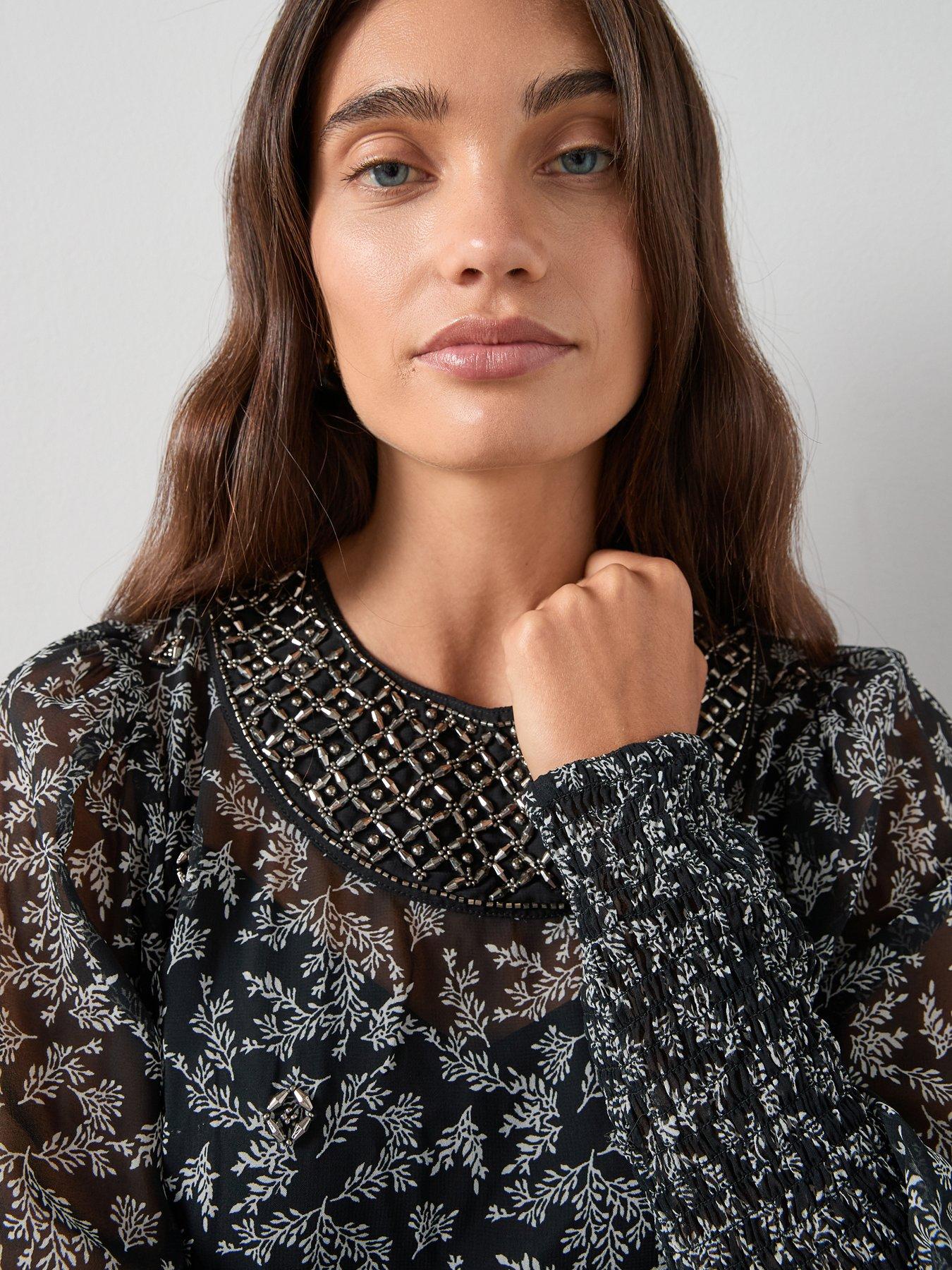 the-very-collection-printed-embellished-collar-blouse-blackoutfit