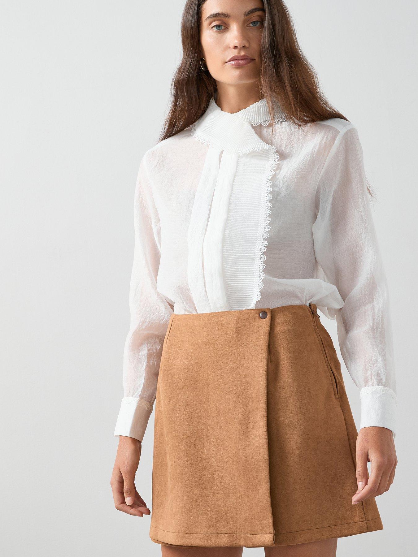 the-very-collection-suede-mini-skort-brownoutfit