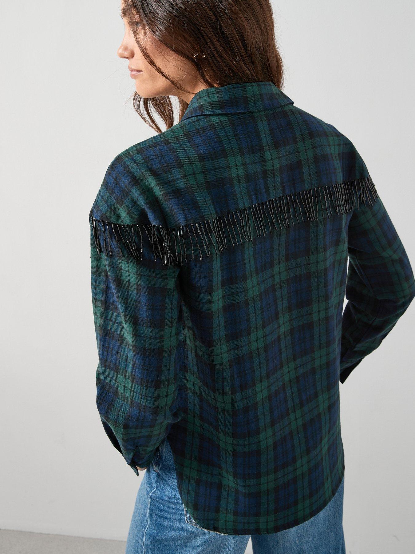 the-very-collection-embellished-checked-shirt-greenstillFront