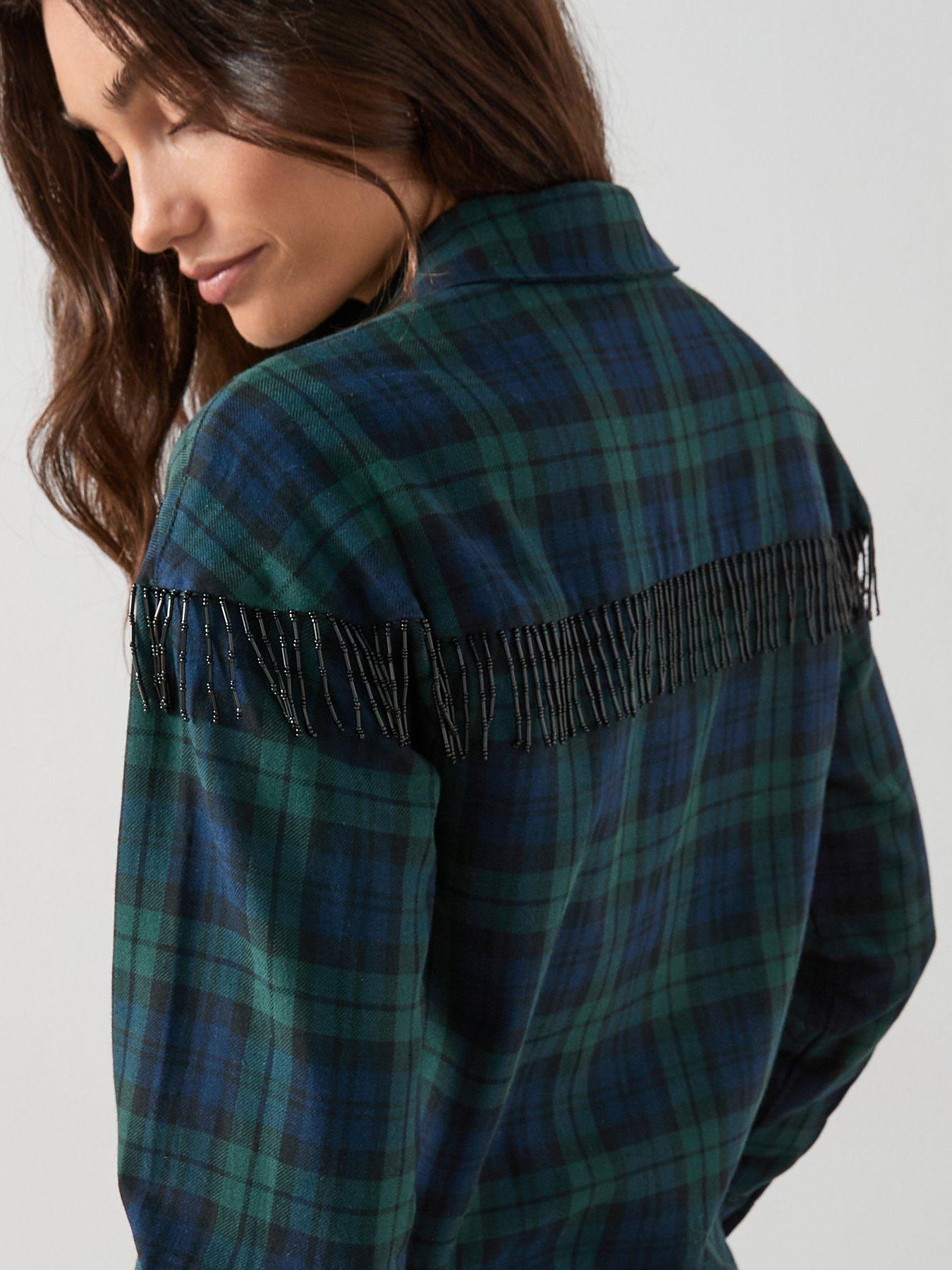 the-very-collection-embellished-checked-shirt-greenoutfit