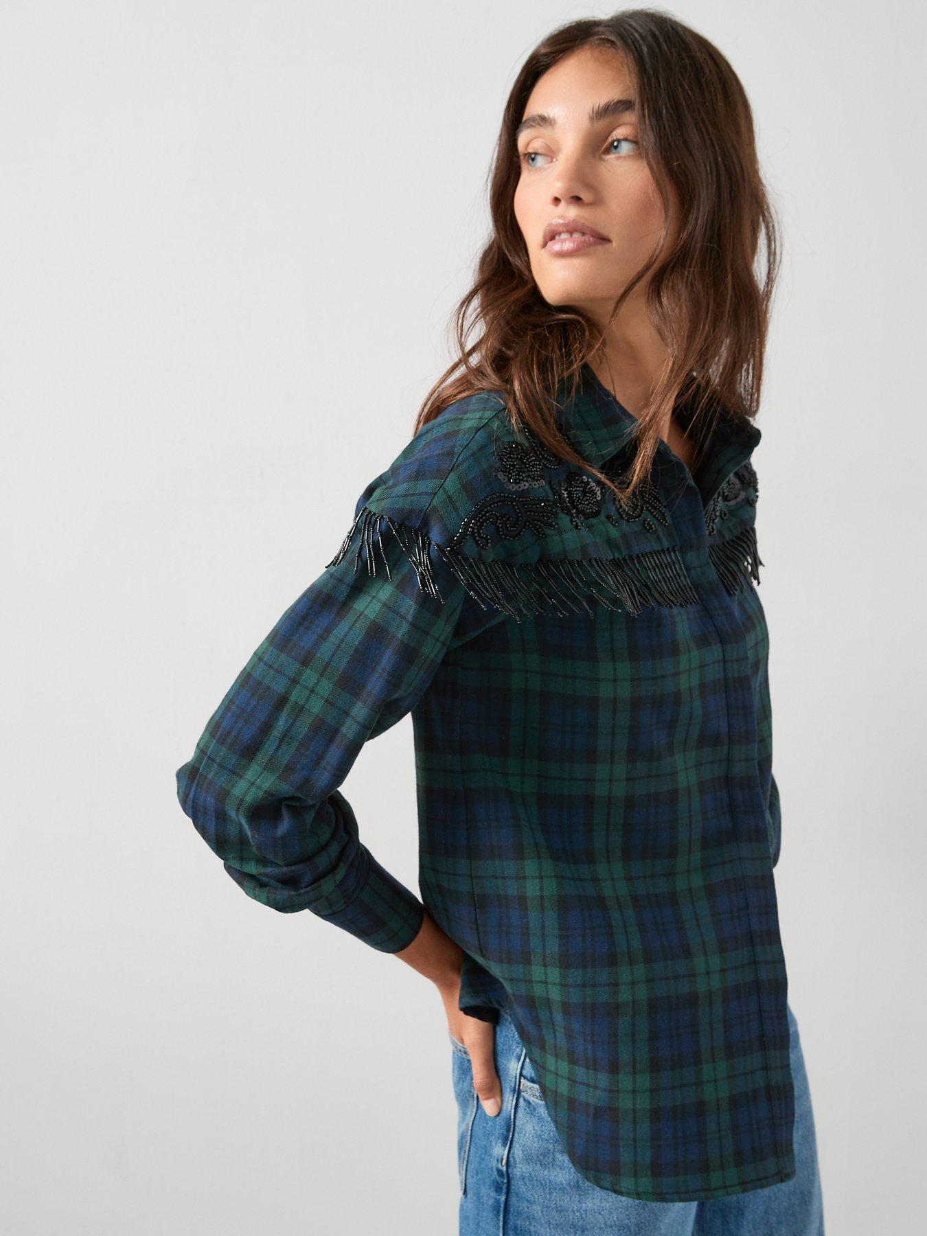 the-very-collection-embellished-checked-shirt-greendetail