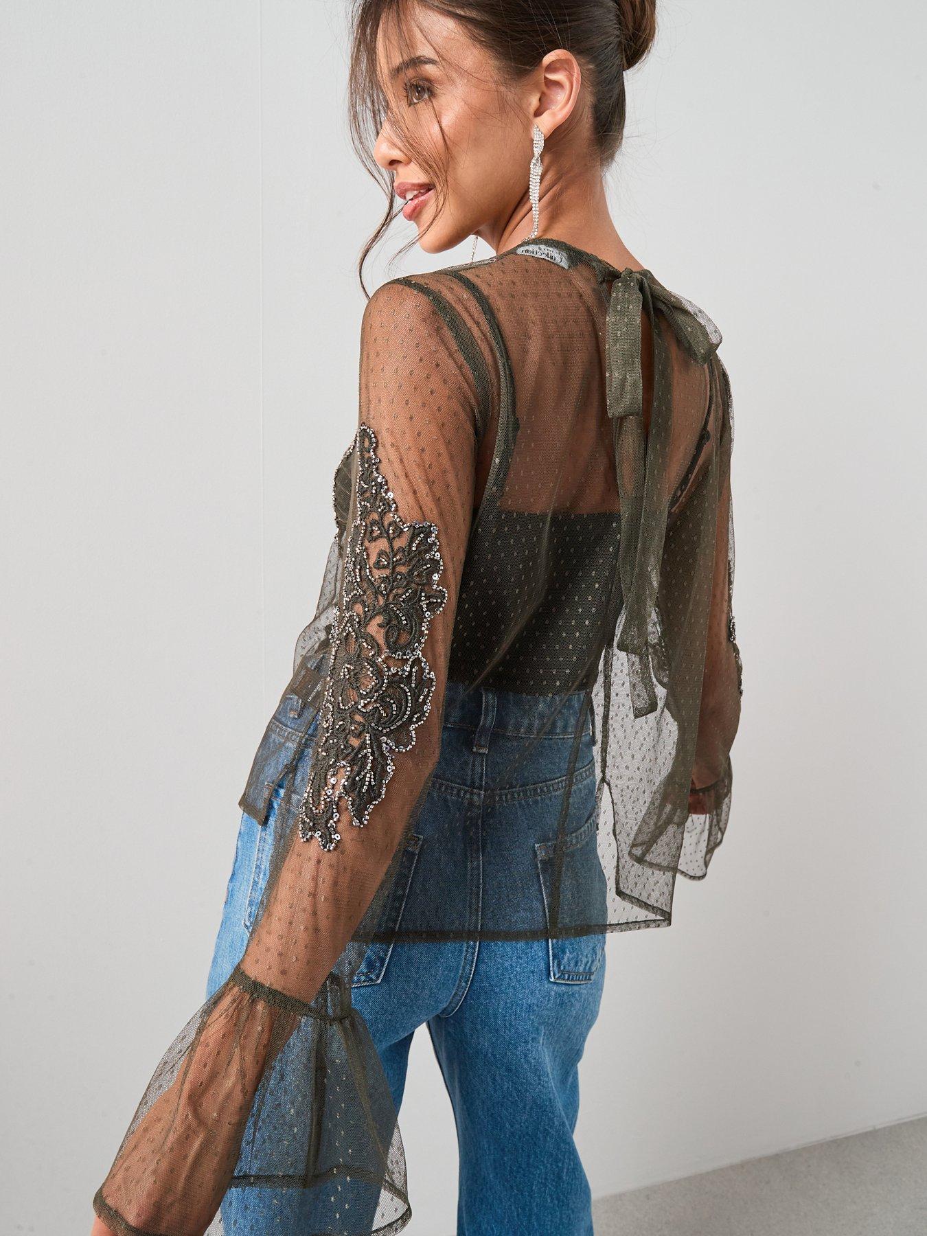 the-very-collection-embellished-broderie-detail-mesh-tie-blouse-greenback