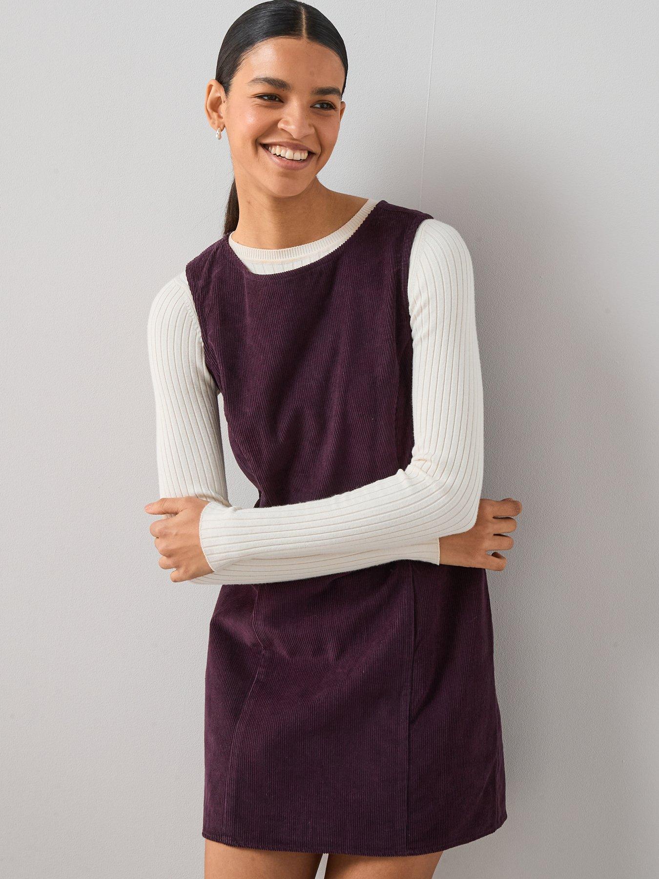 The Very Collection Cord Mini Shift Dress - Plum
