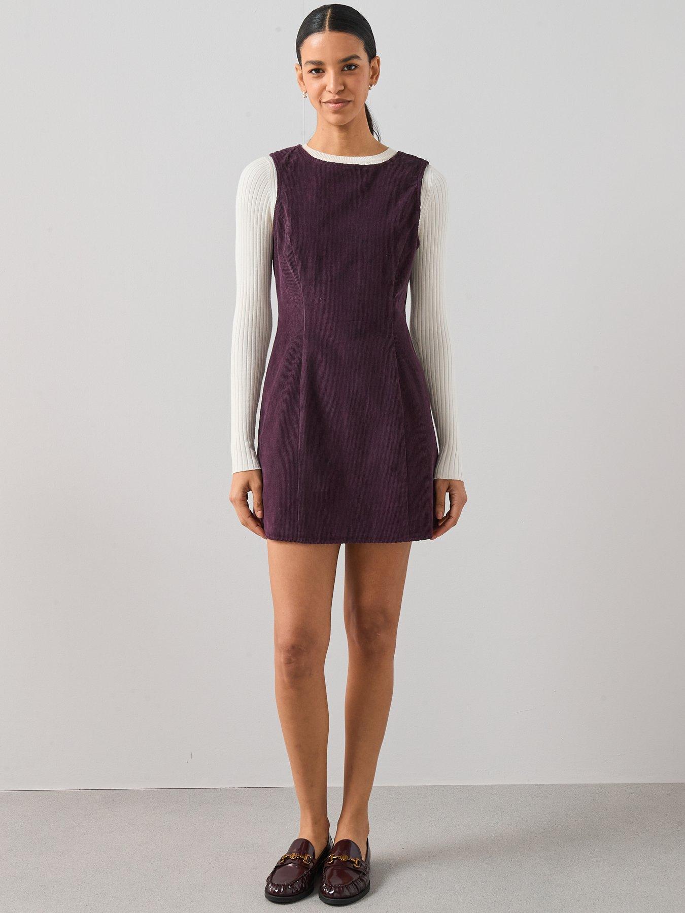 the-very-collection-cord-mini-shift-dress-plumback