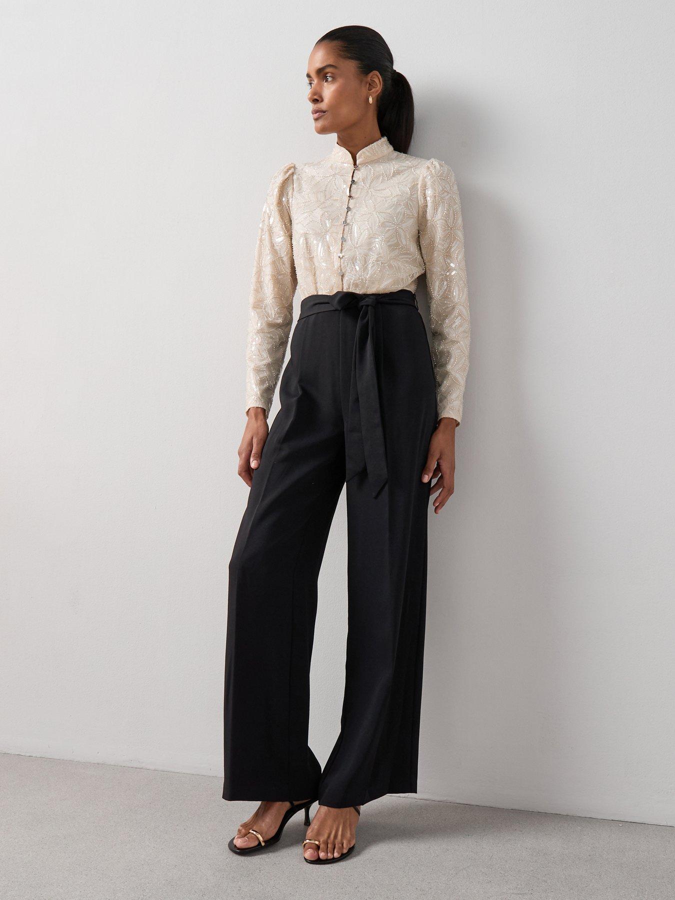 the-very-collection-embellished-button-through-wide-leg-jumpsuit-black