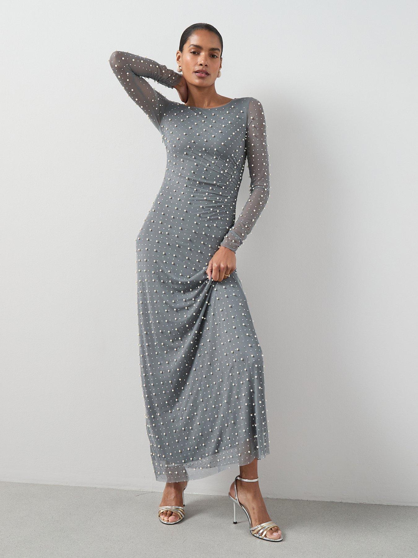 grey bodycon dress maxi Bardot Ruched Maxi Bodycon Dress In Grey | EGO US