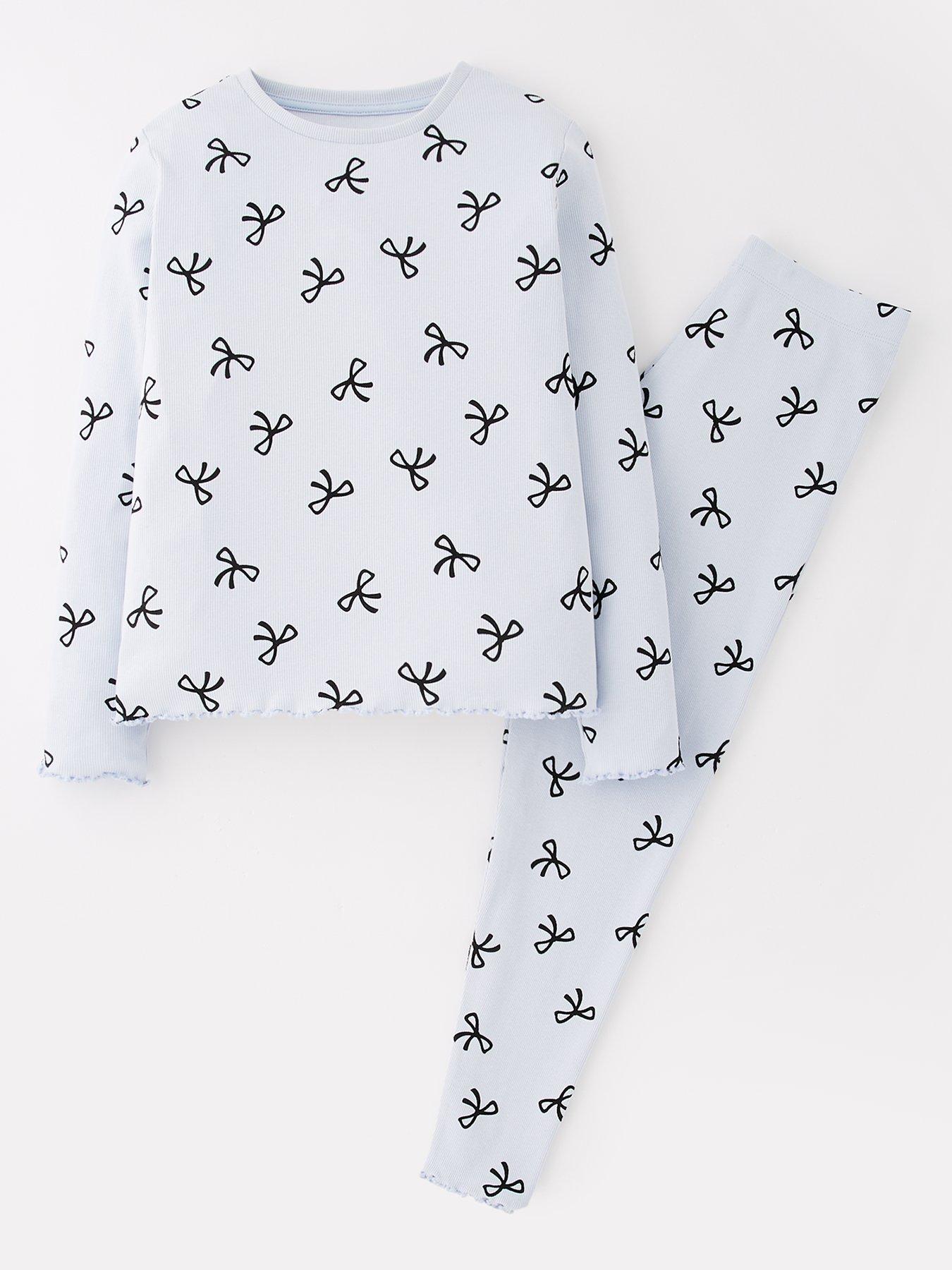 The Very Collection Girls Rib Long Sleeve Printed Pyjamas - Multi