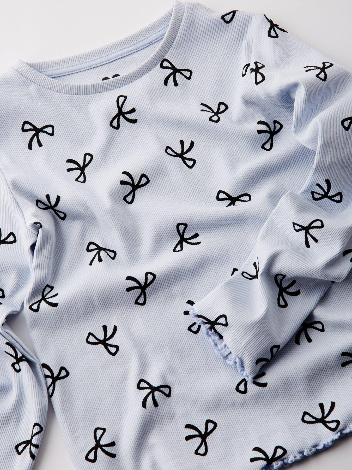 the-very-collection-girls-rib-long-sleeve-printed-pyjamas-multioutfit