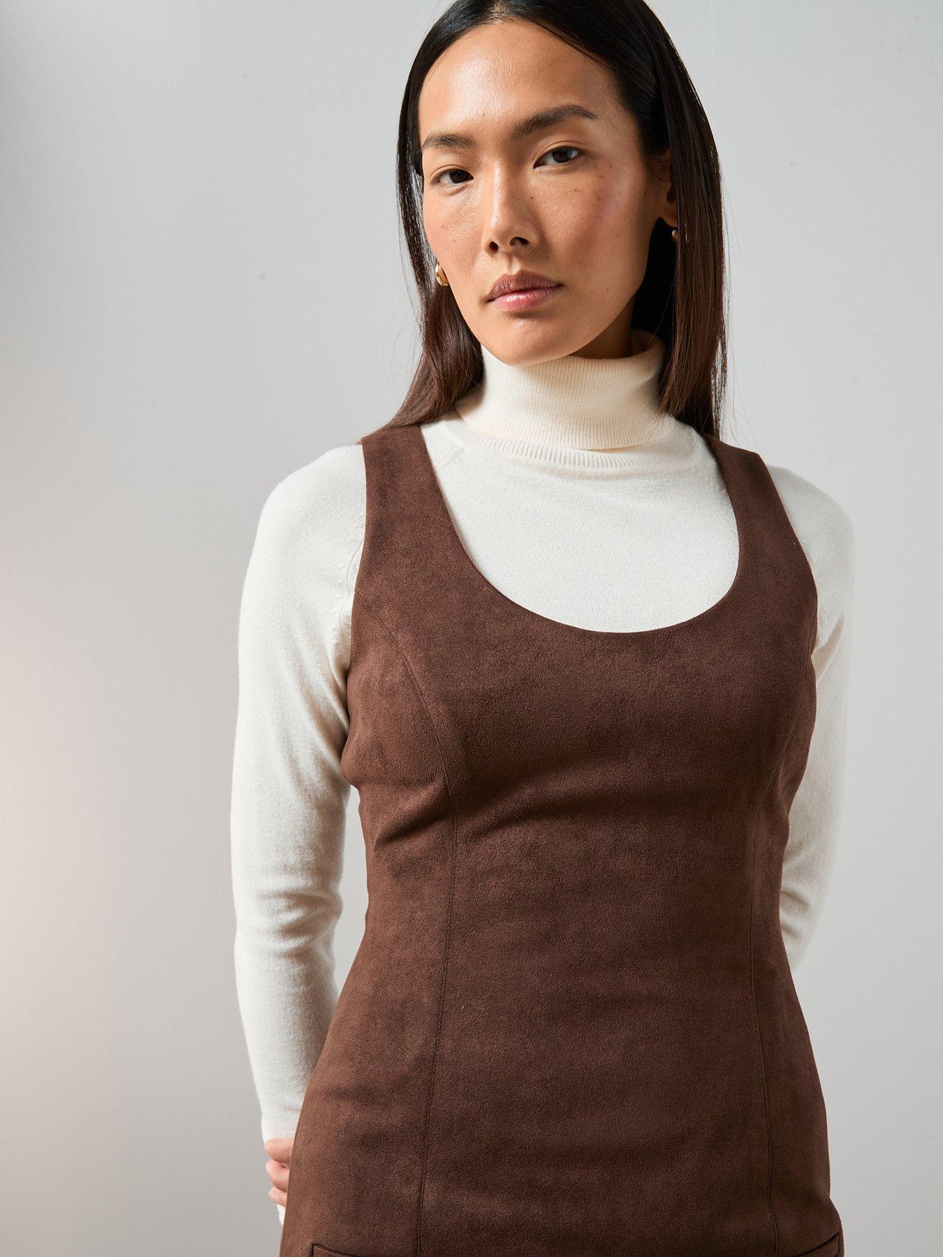 the-very-collection-suede-mini-shift-dress-brownoutfit