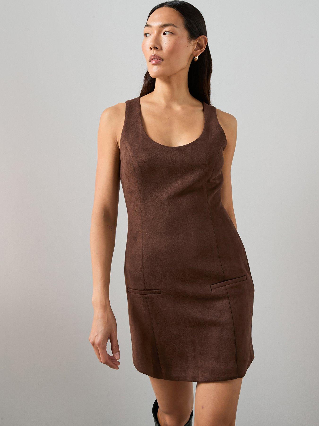 the-very-collection-suede-mini-shift-dress-browndetail