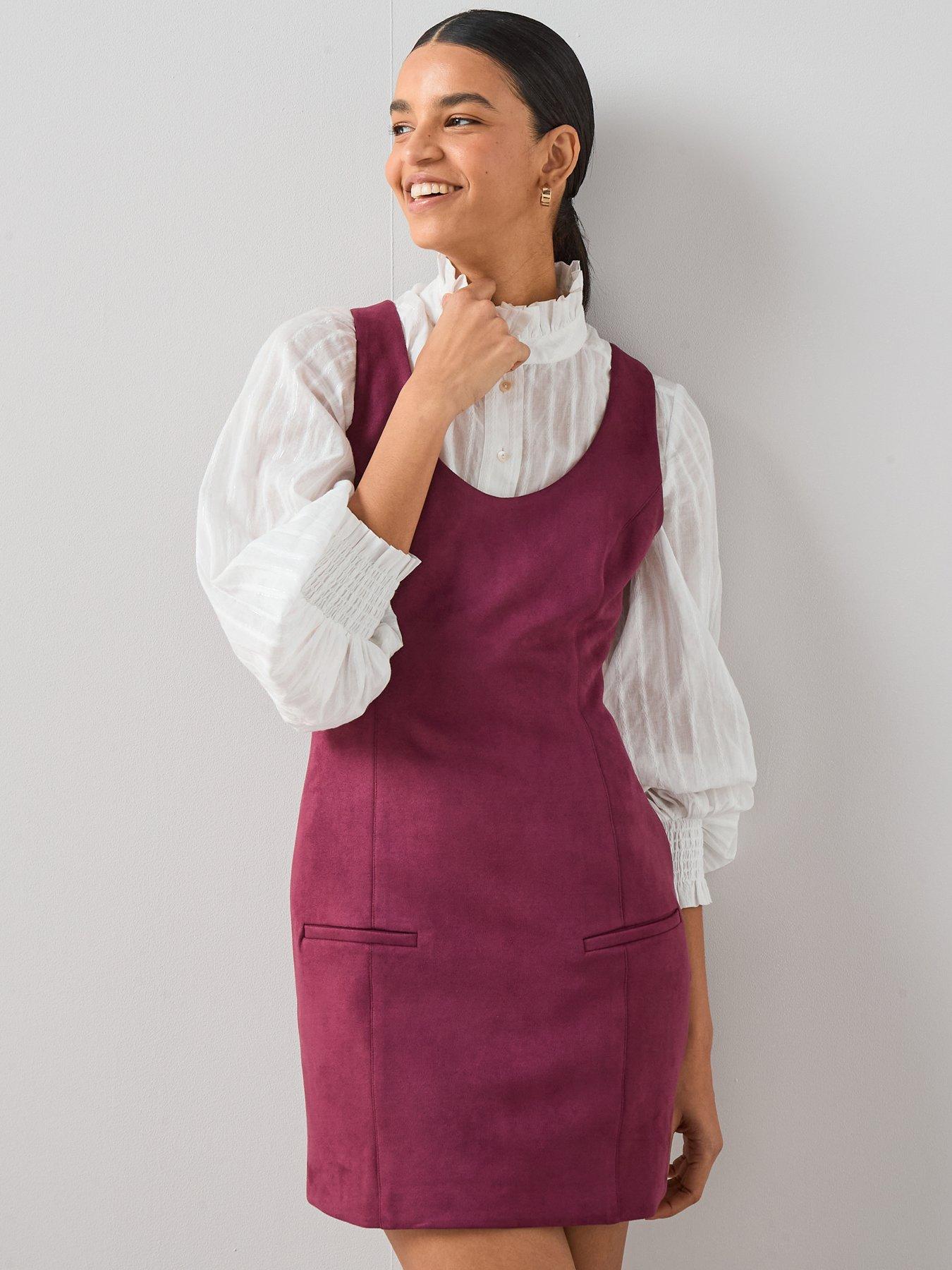 the-very-collection-faux-suede-mini-shift-dress-plum
