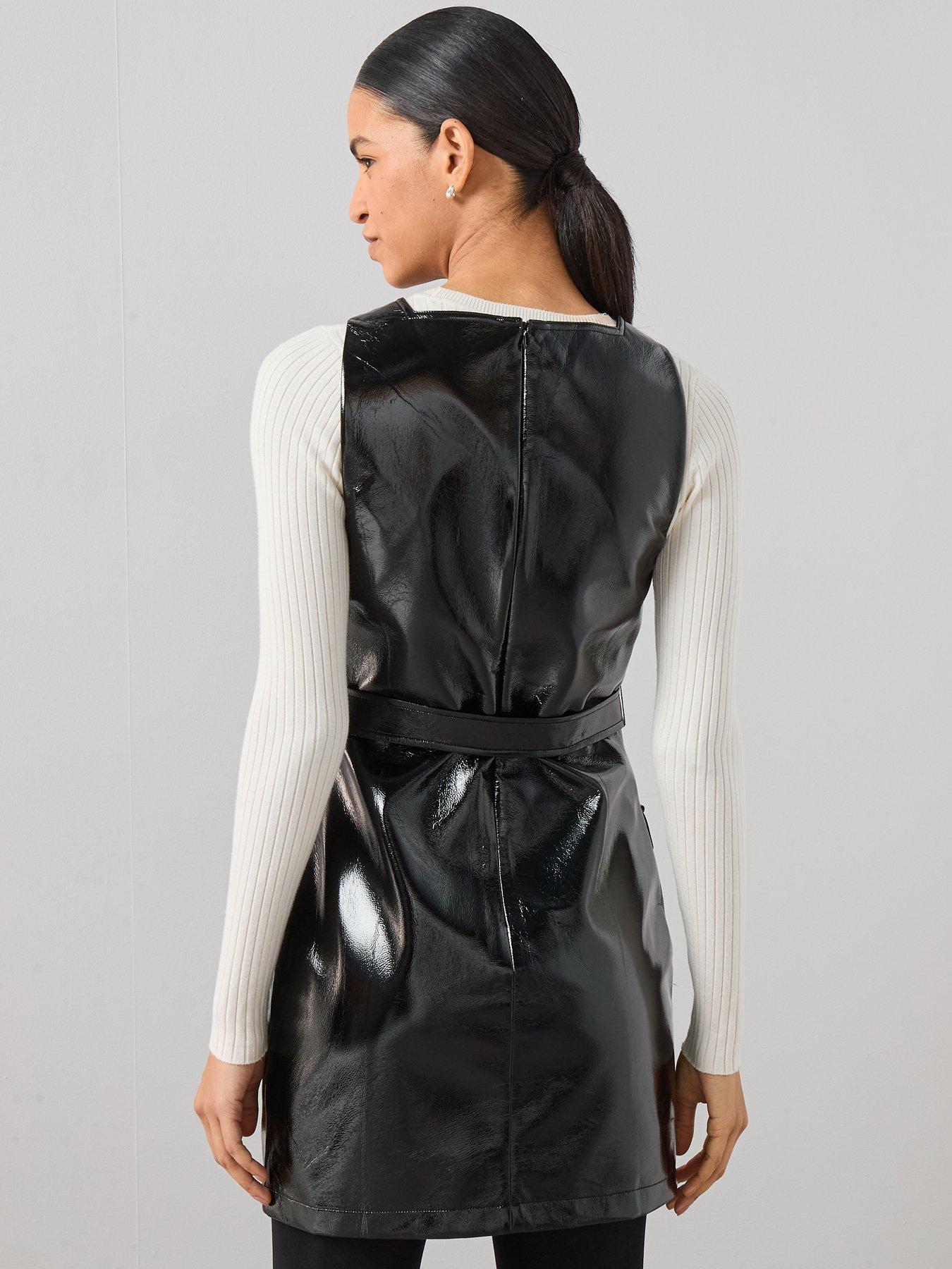 the-very-collection-cracked-pu-mini-shift-dress-blackstillFront